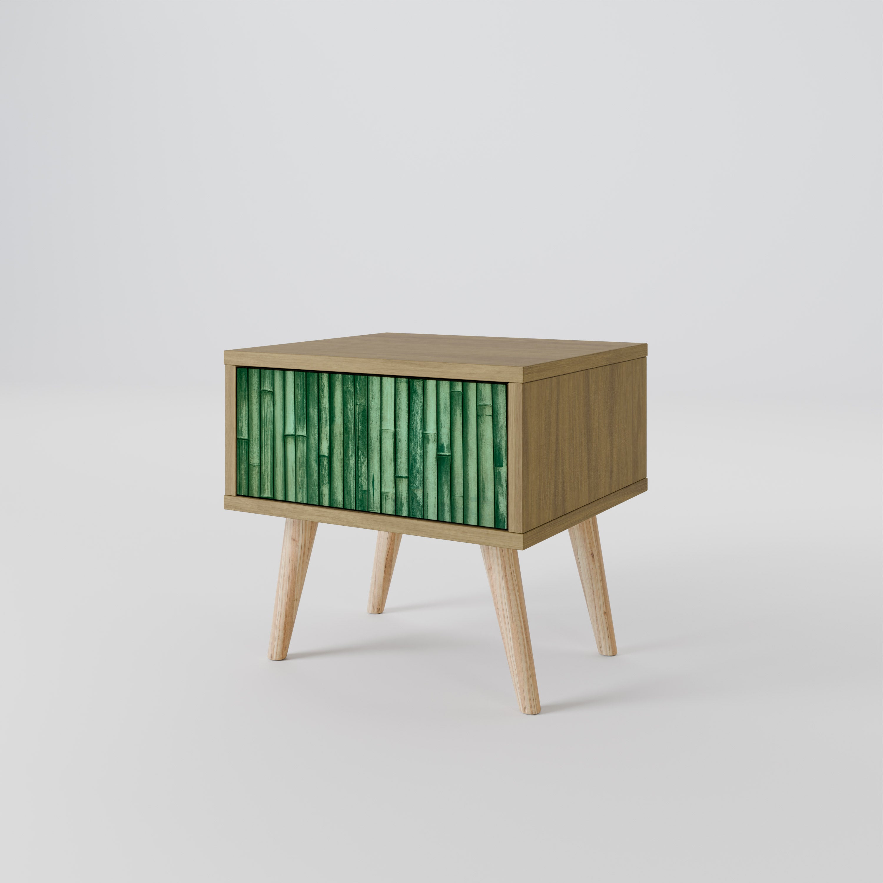 NATURAL GREEN Nightstand in Oak Effect