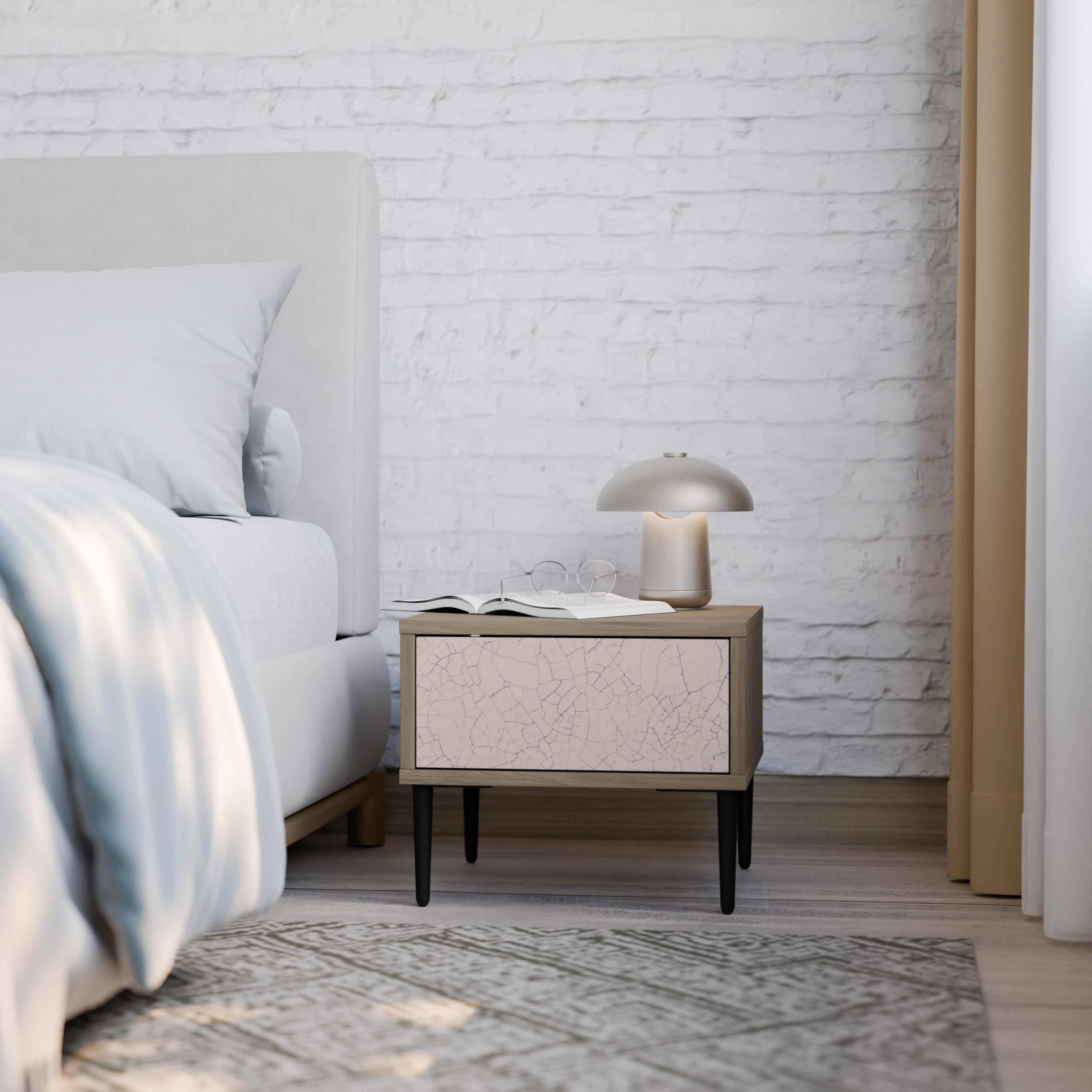 CERAMIC TEXTURE Nightstand in Oak Effect