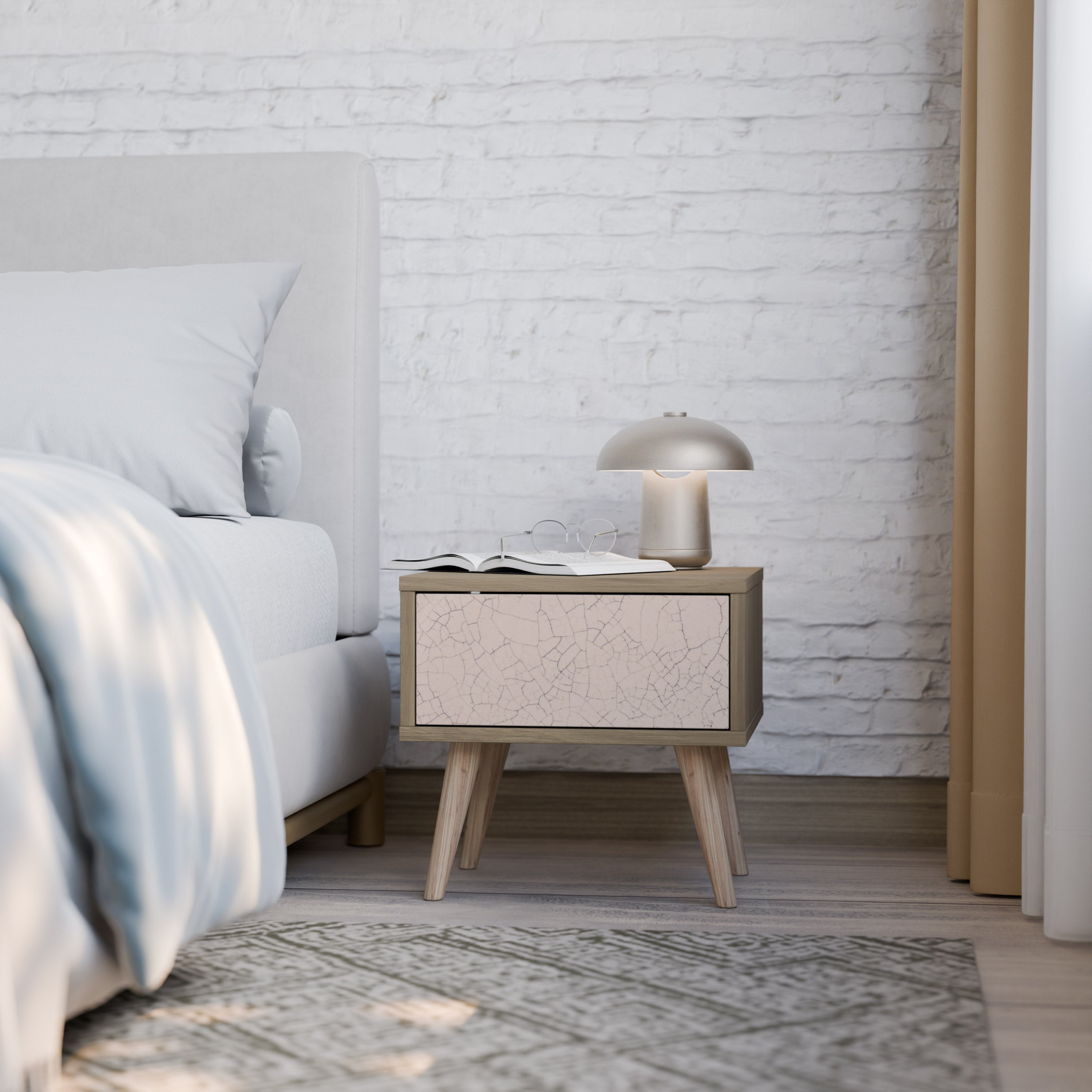 CERAMIC TEXTURE Nightstand in Oak Effect