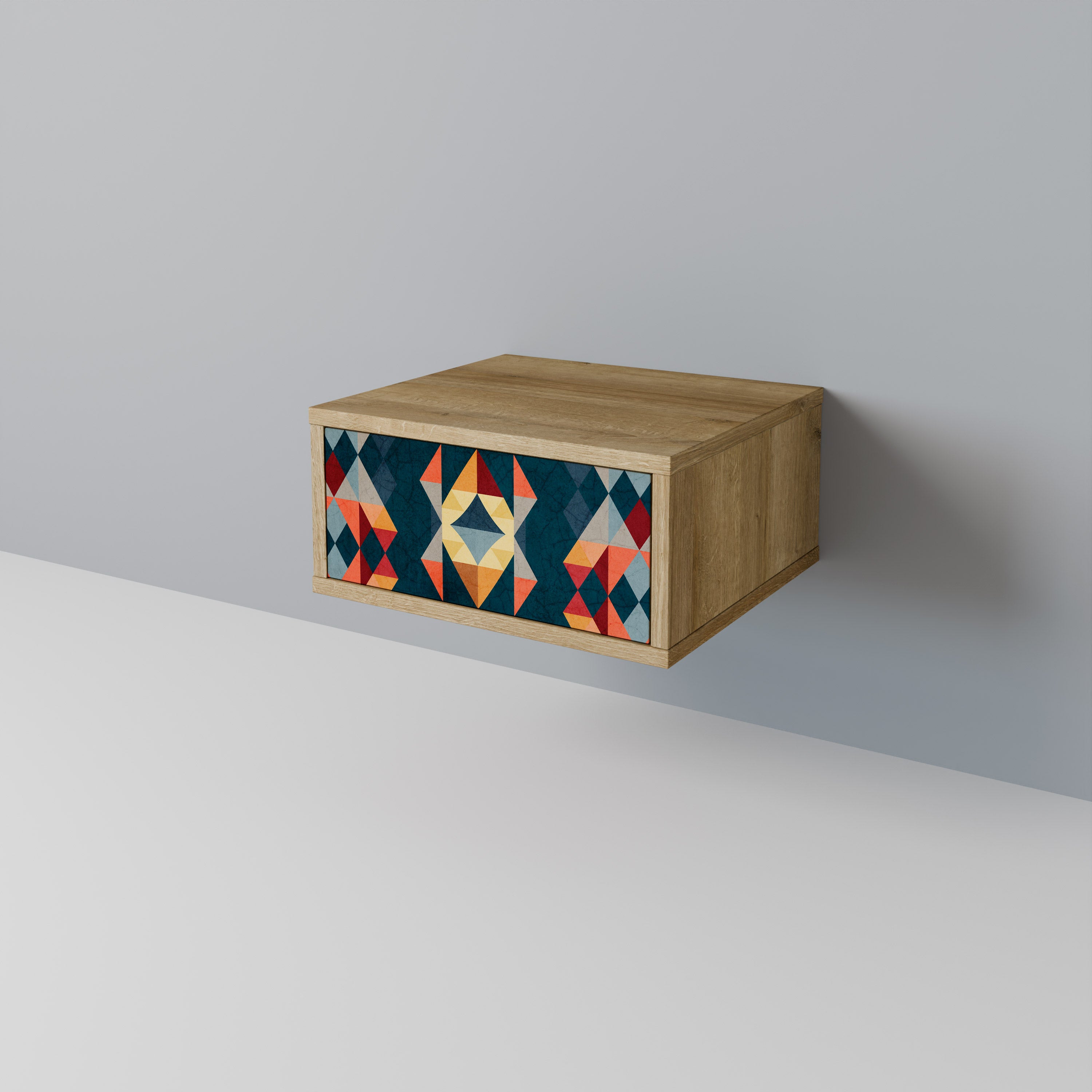 CRACKED ILLUSION Nightstand in Oak Effect