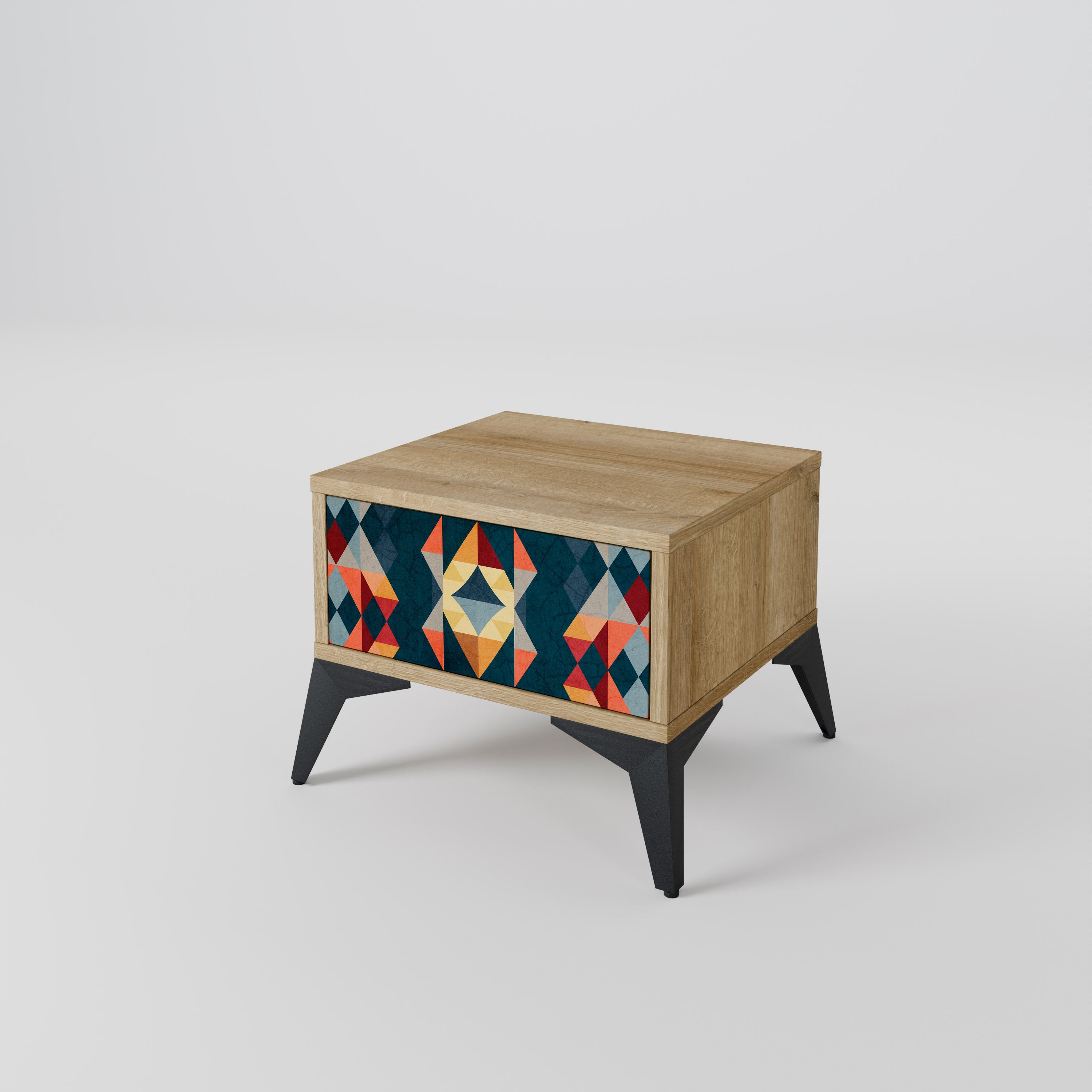 CRACKED ILLUSION Nightstand in Oak Effect