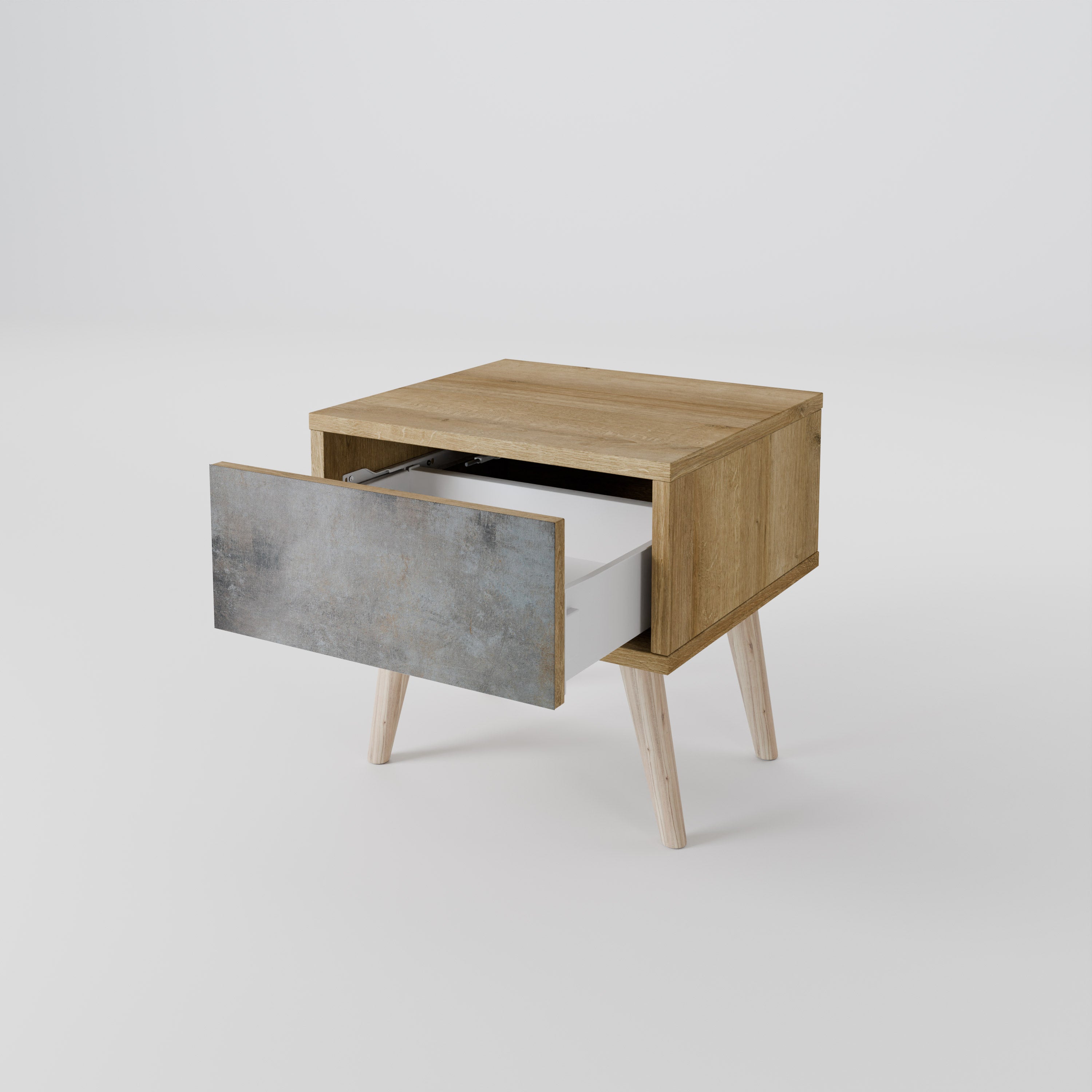 CONCRETE WALL Nightstand in Oak Effect