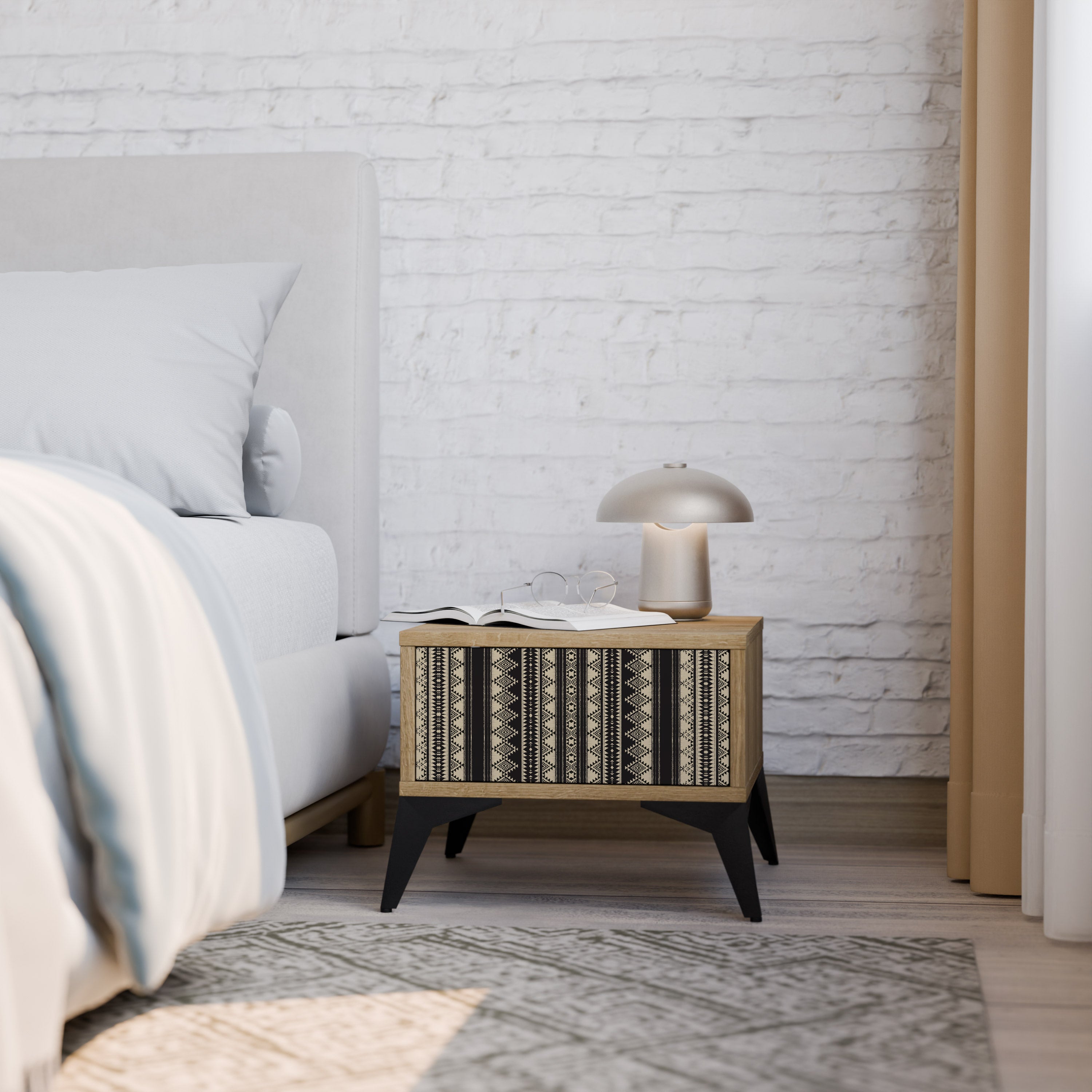 AZTEC Nightstand in Oak Effect