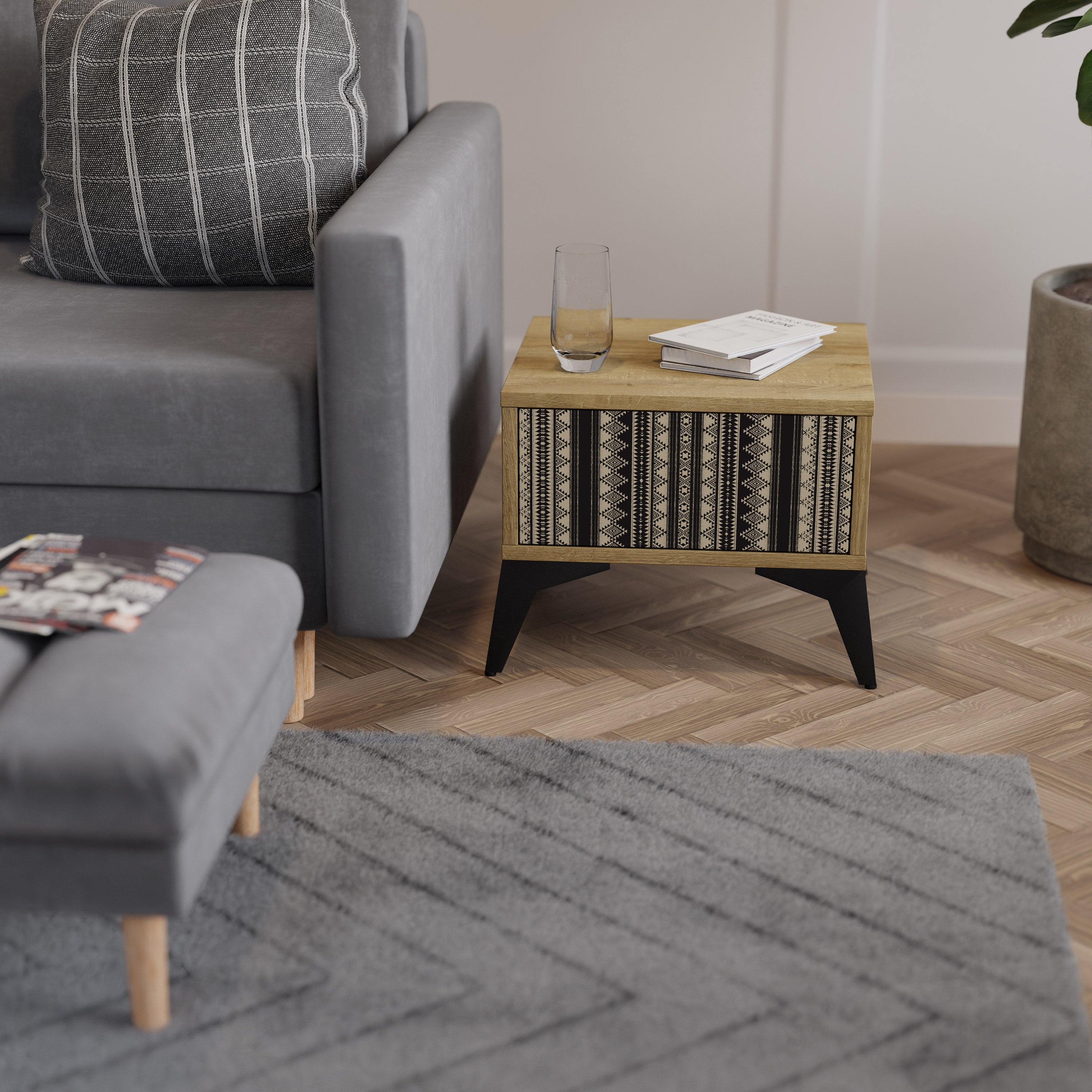 AZTEC Nightstand in Oak Effect