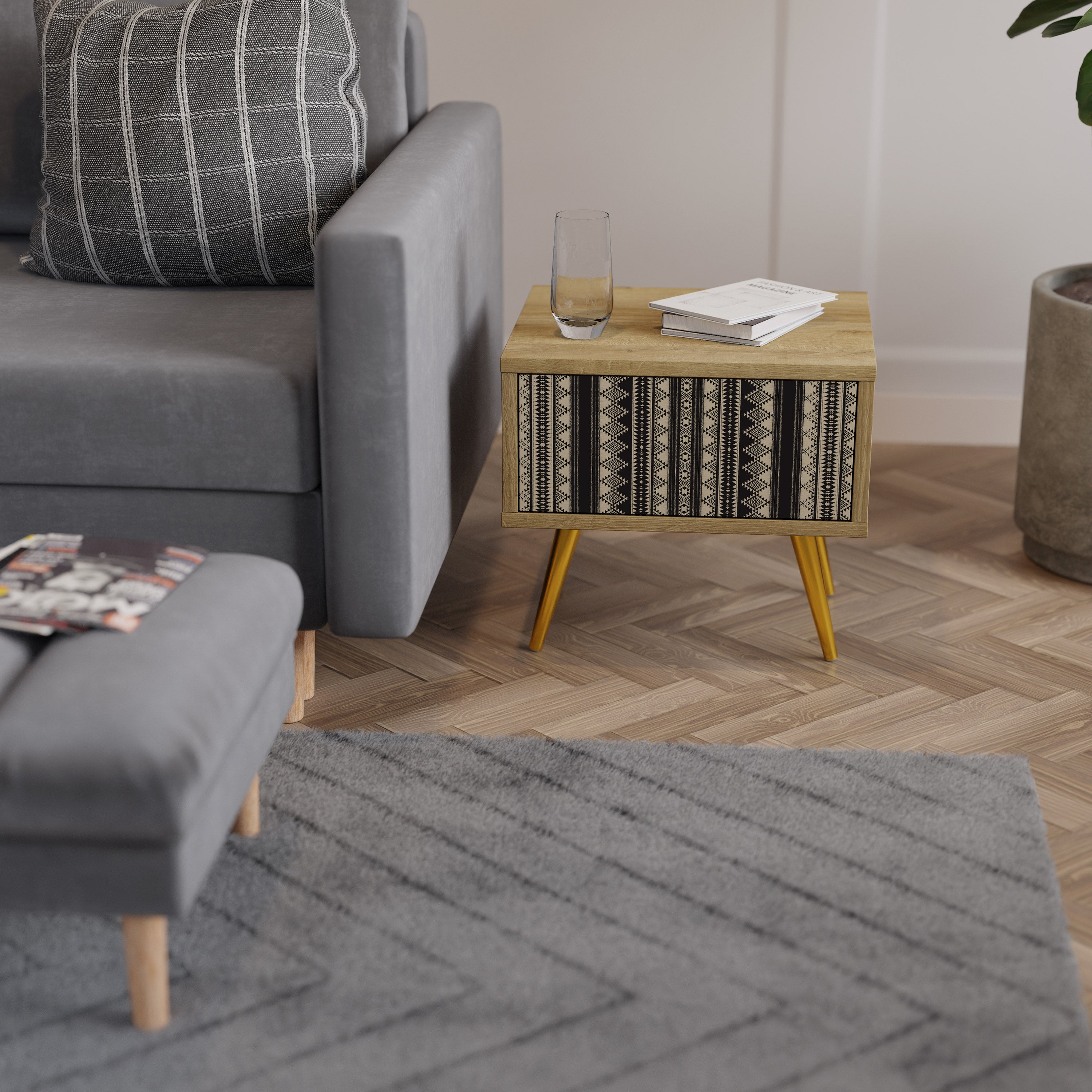 AZTEC Nightstand in Oak Effect
