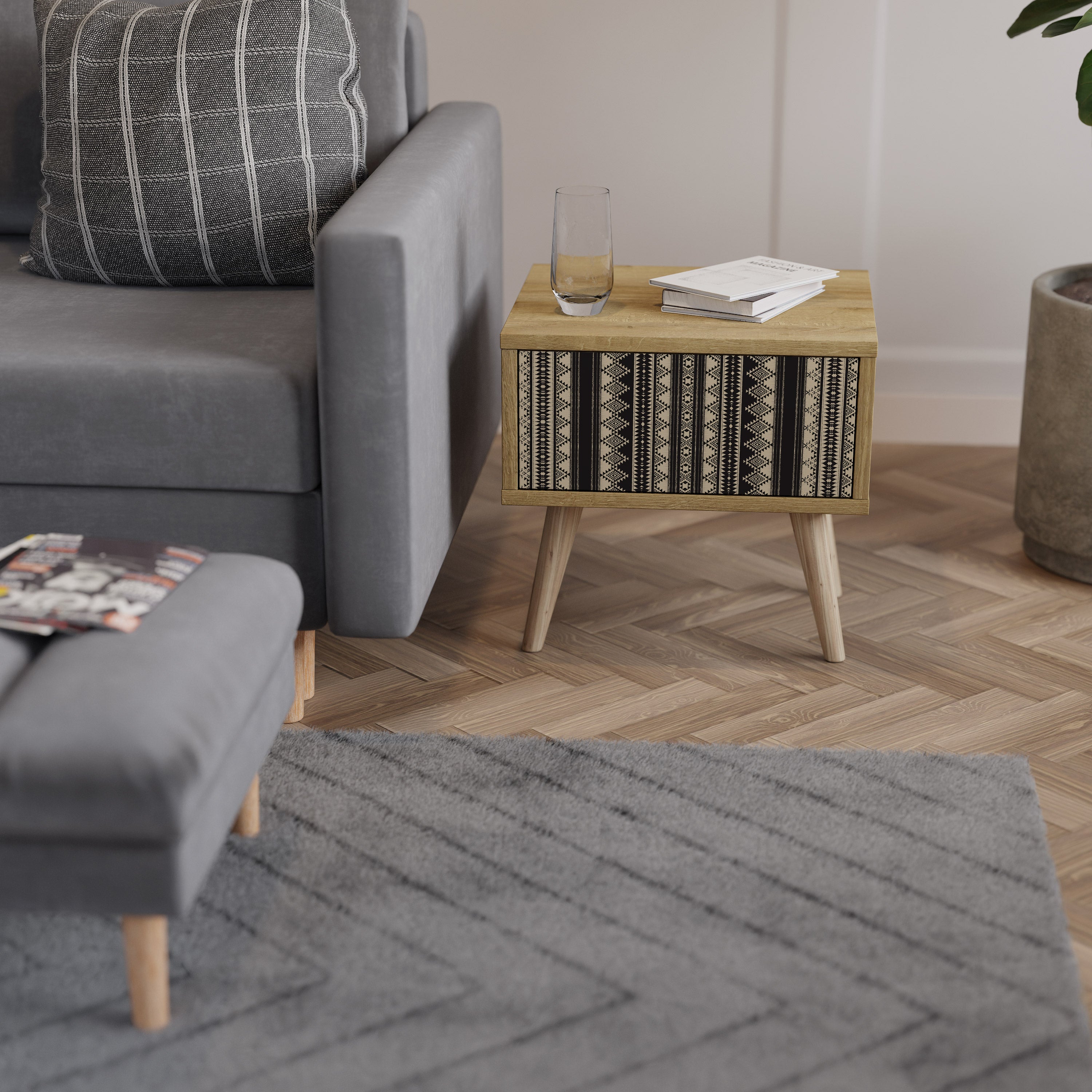 AZTEC Nightstand in Oak Effect