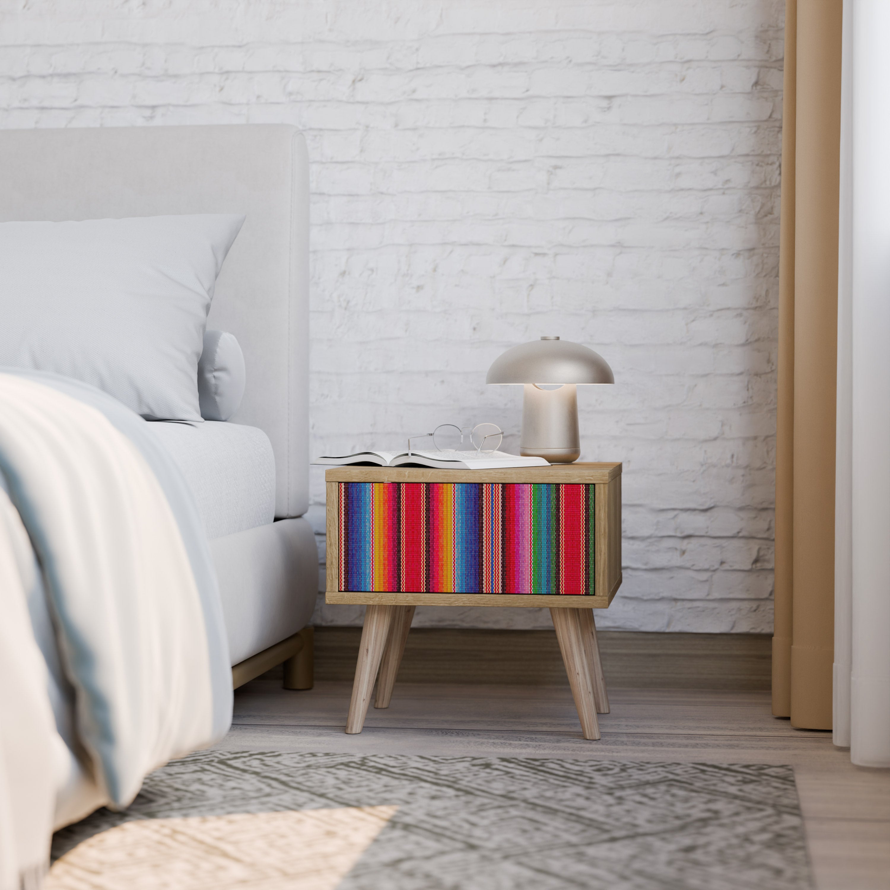 ETHNIC MEXICAN Nightstand in Oak Effect