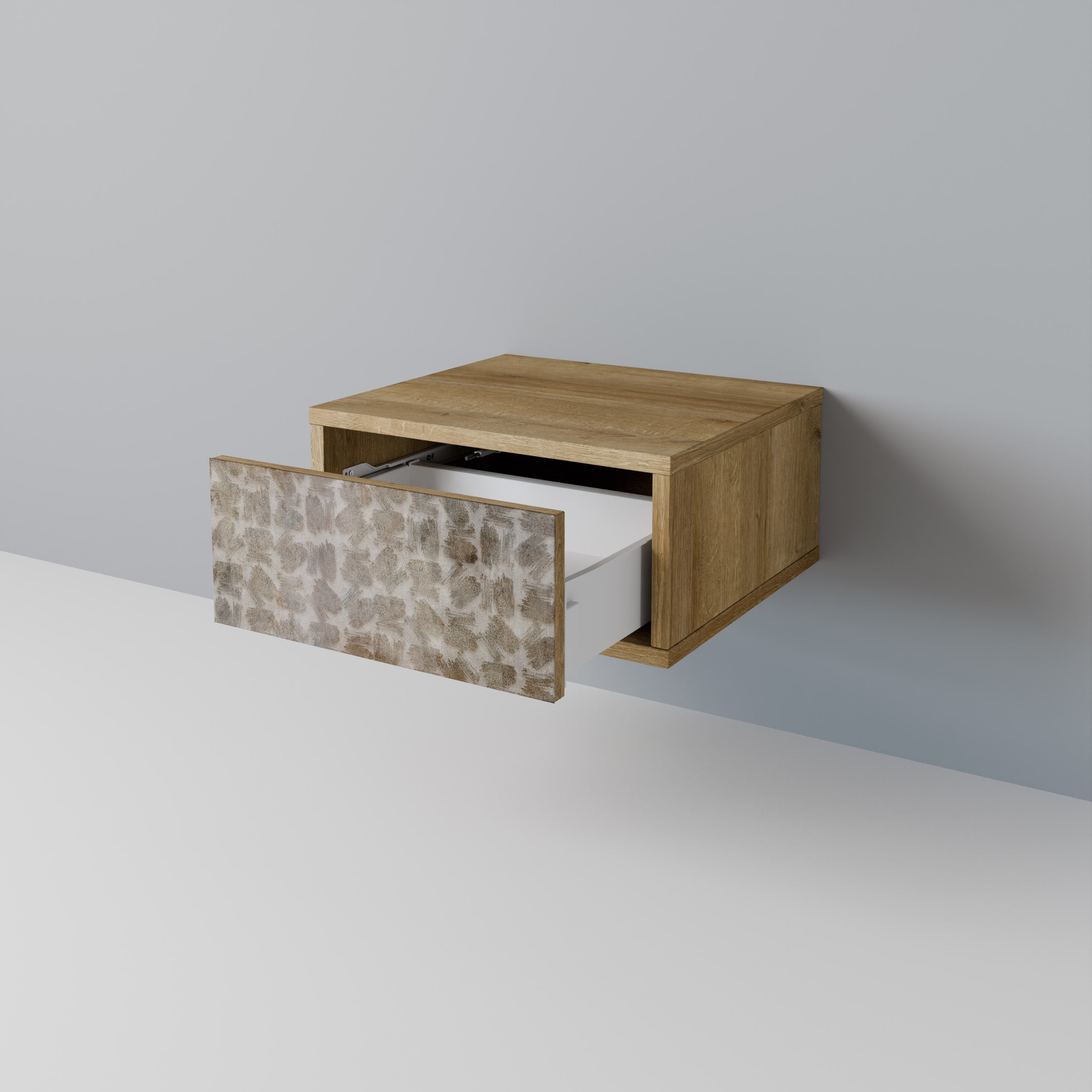 SLIGHTLY BLURRED Nightstand in Oak Effect