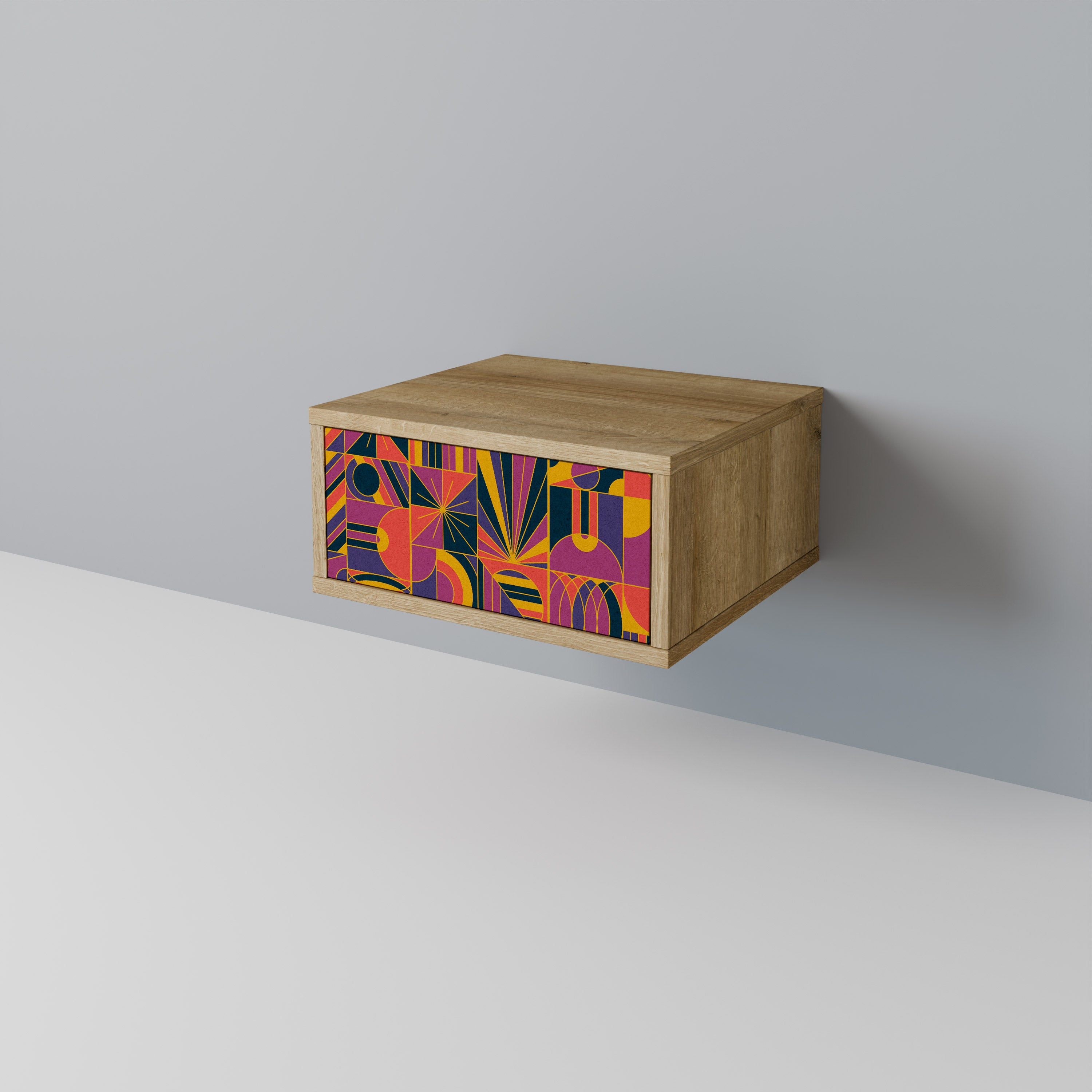 ELECTRIC PATTERNS Nightstand in Oak Effect