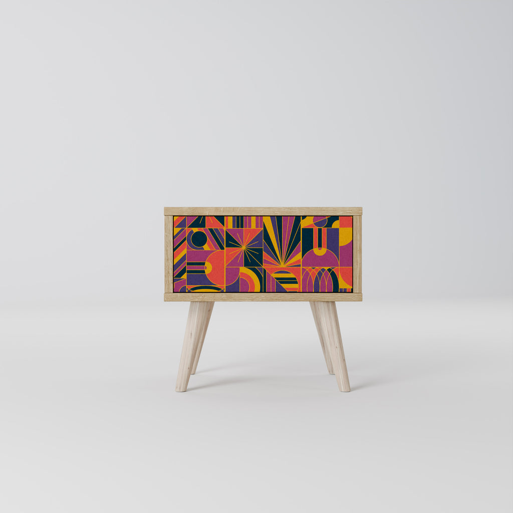 ELECTRIC PATTERNS Nightstand in Oak Effect