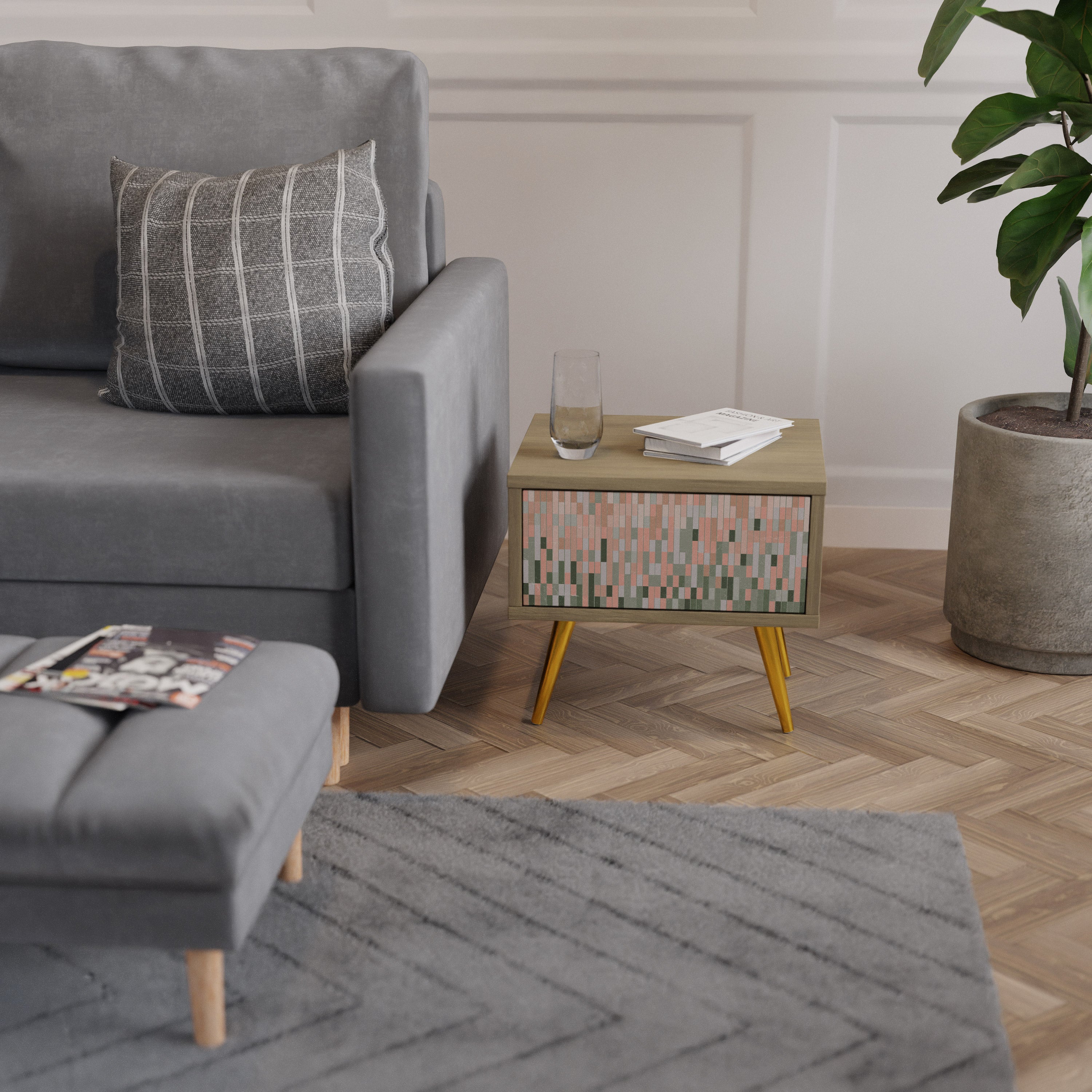 BUILDING THE FUTURE Nightstand in Oak Effect