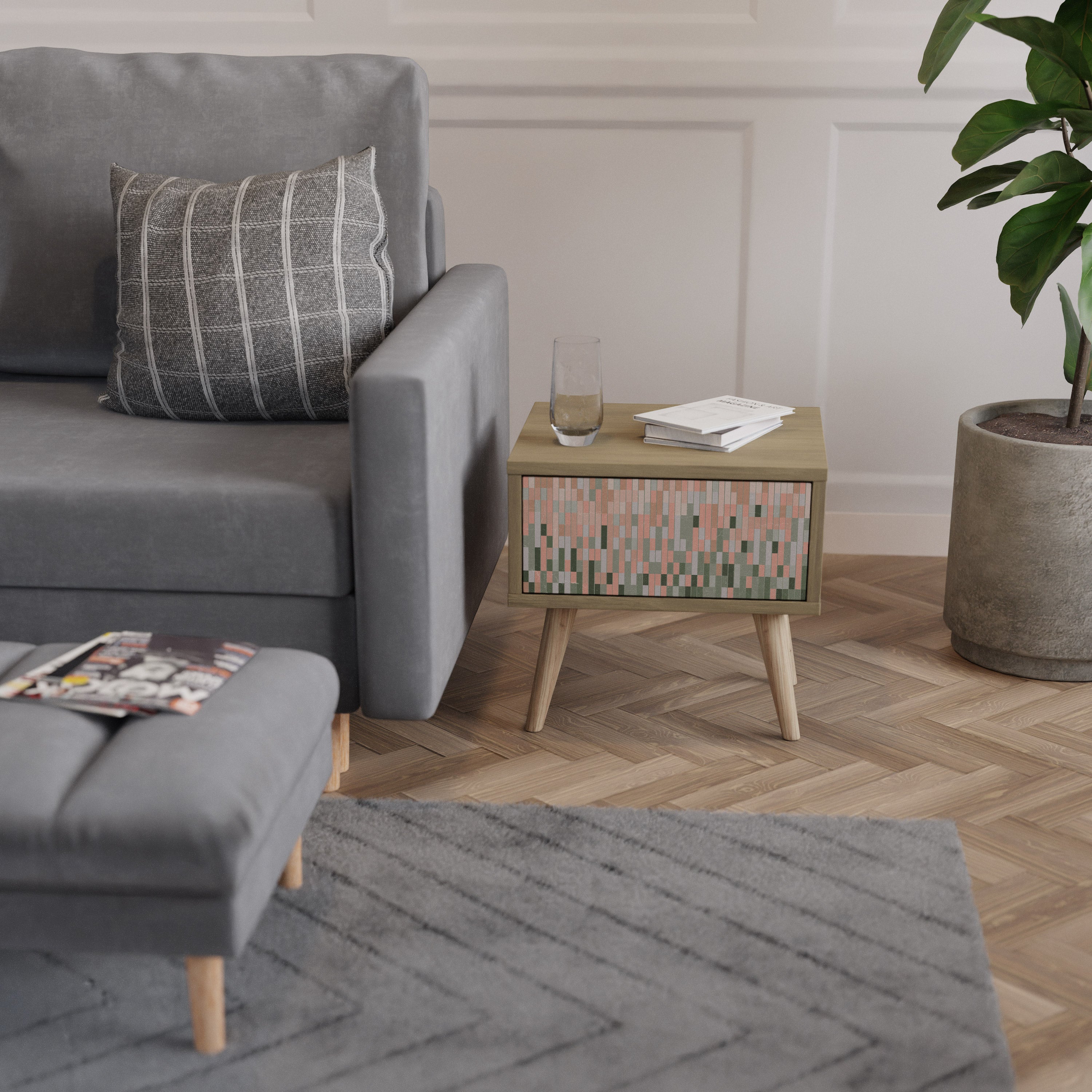 BUILDING THE FUTURE Nightstand in Oak Effect