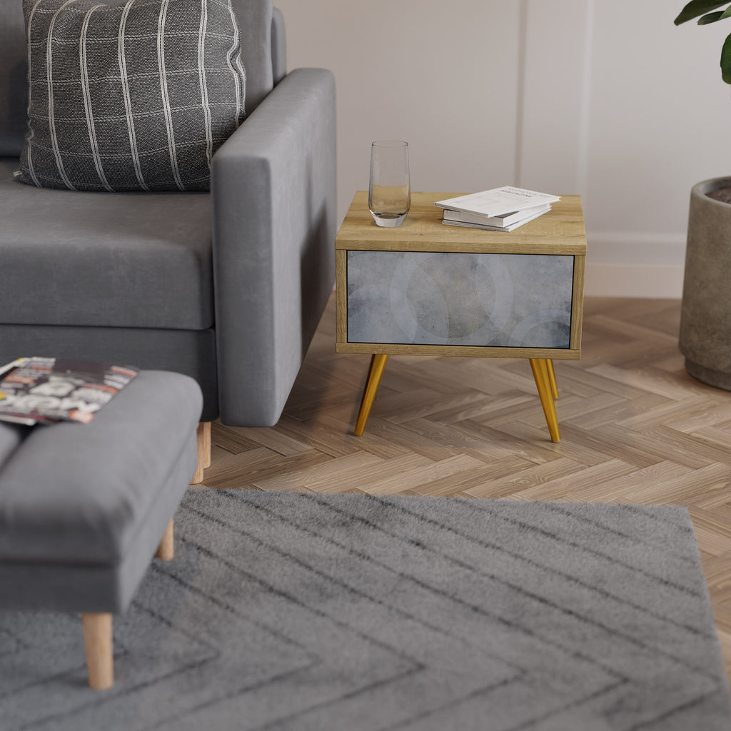 MUTED ARC Nightstand in Oak Effect
