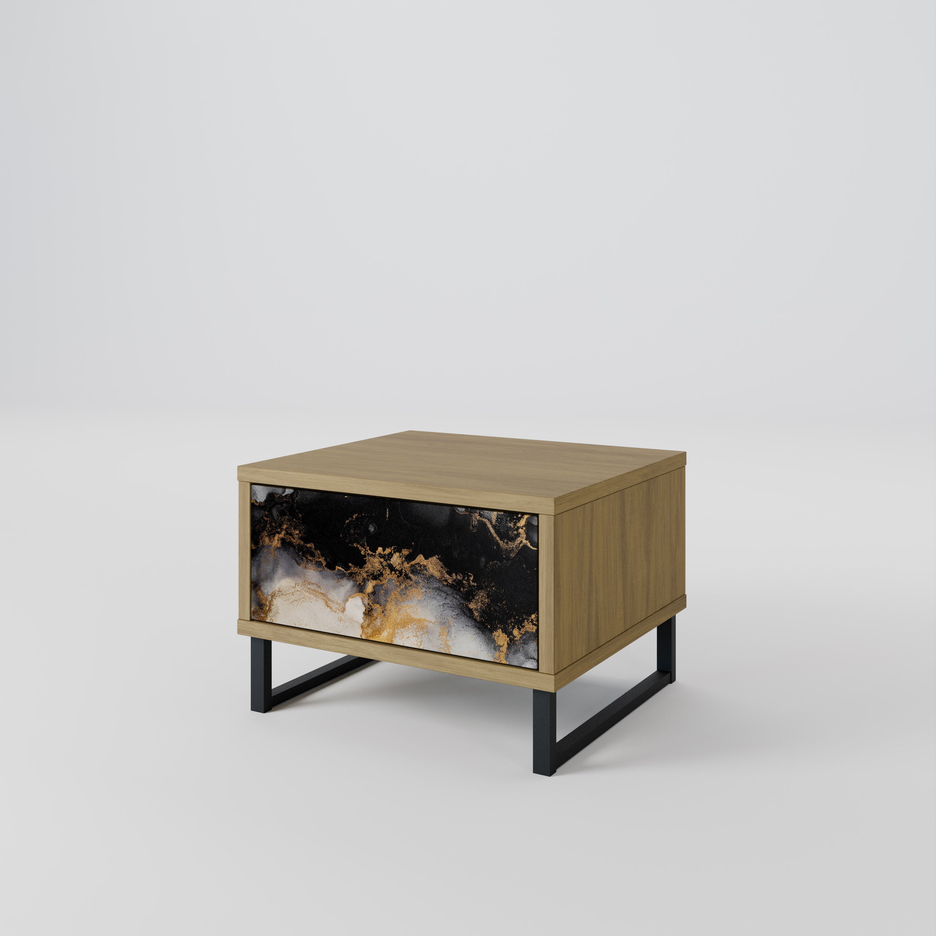 MARBLE OF TOMMORROW Nightstand in Oak Effect