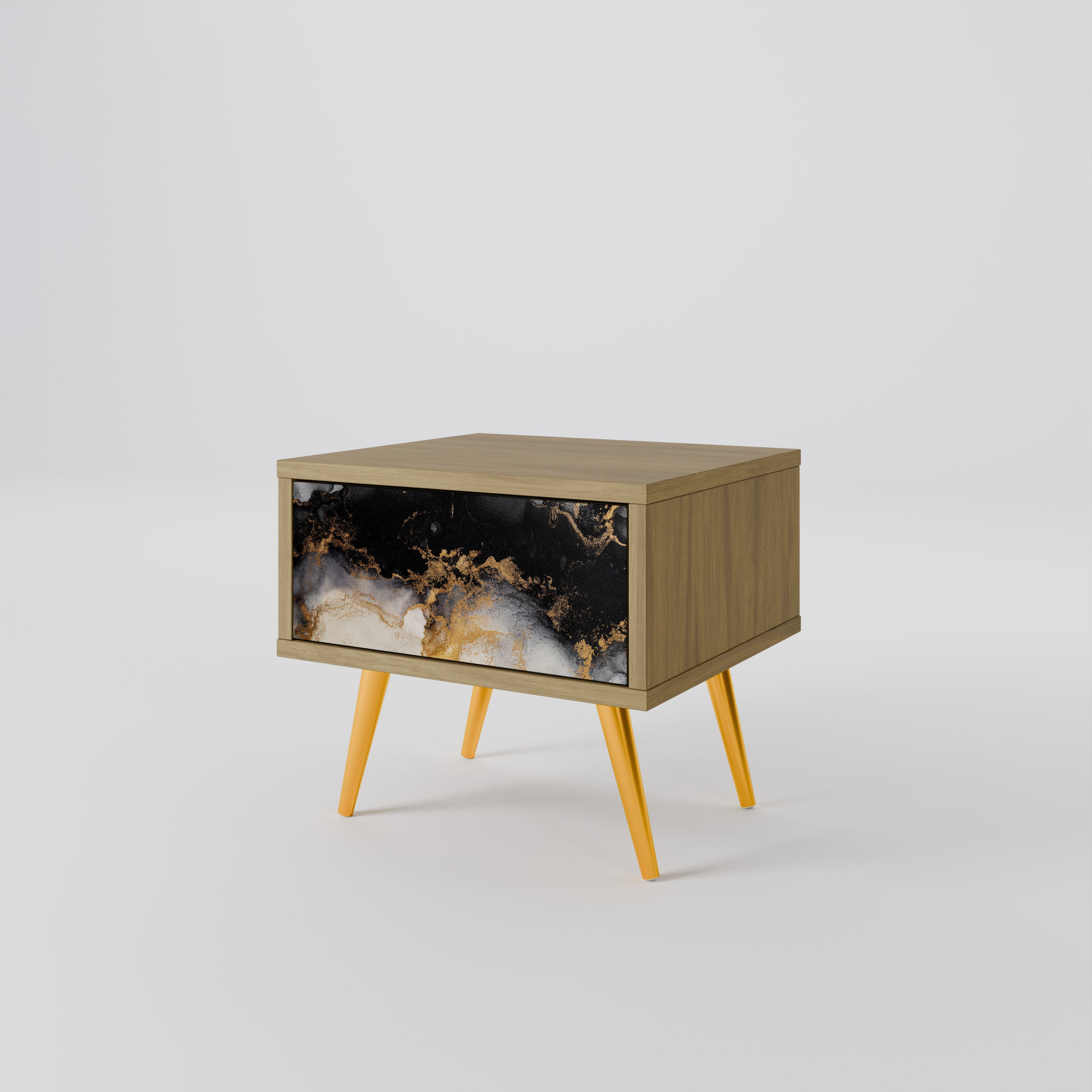 MARBLE OF TOMMORROW Nightstand in Oak Effect