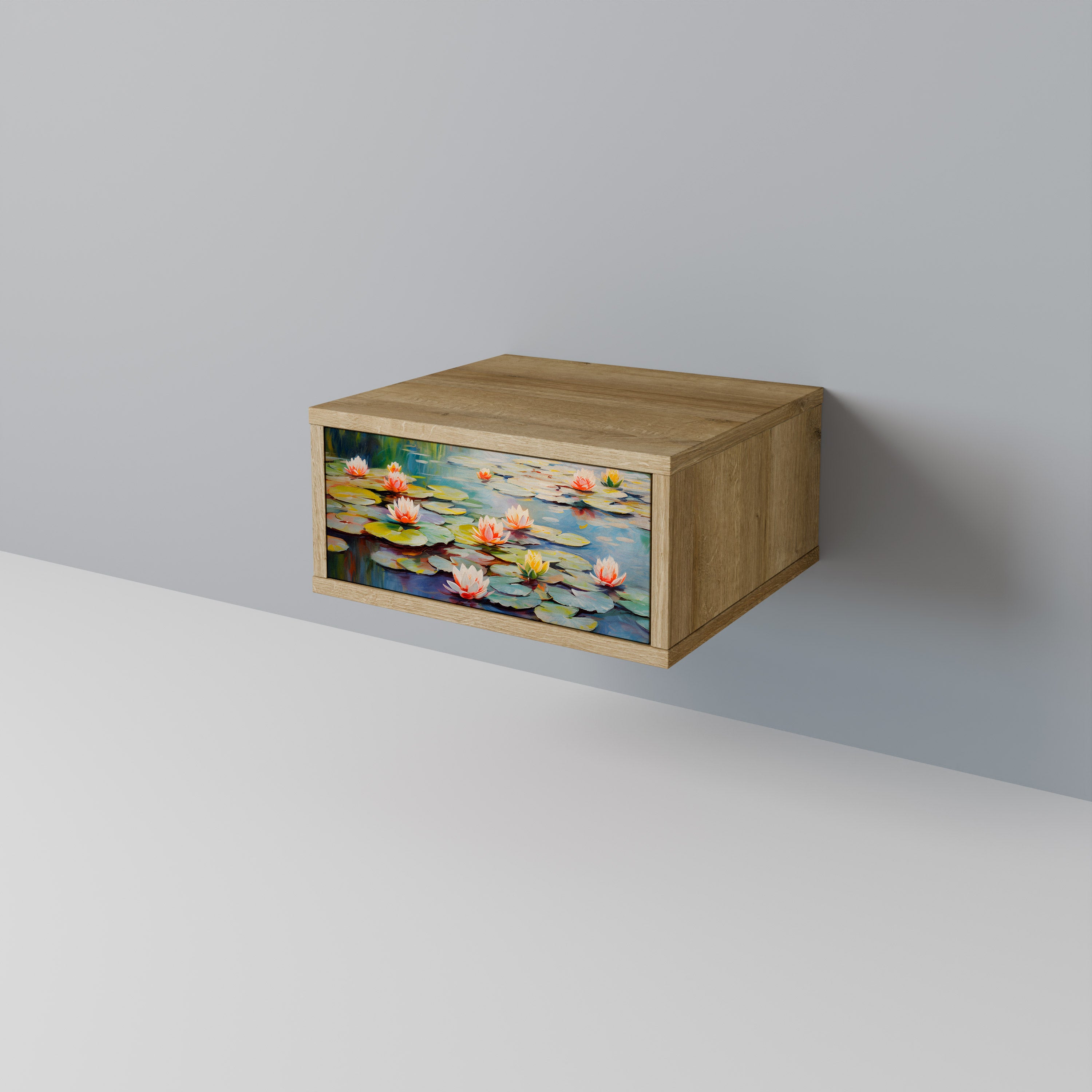 BLOOMING WATERS Nightstand in Oak Effect