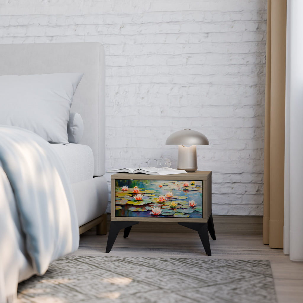 Mesita de noche BLOOMING WATERS efecto roble