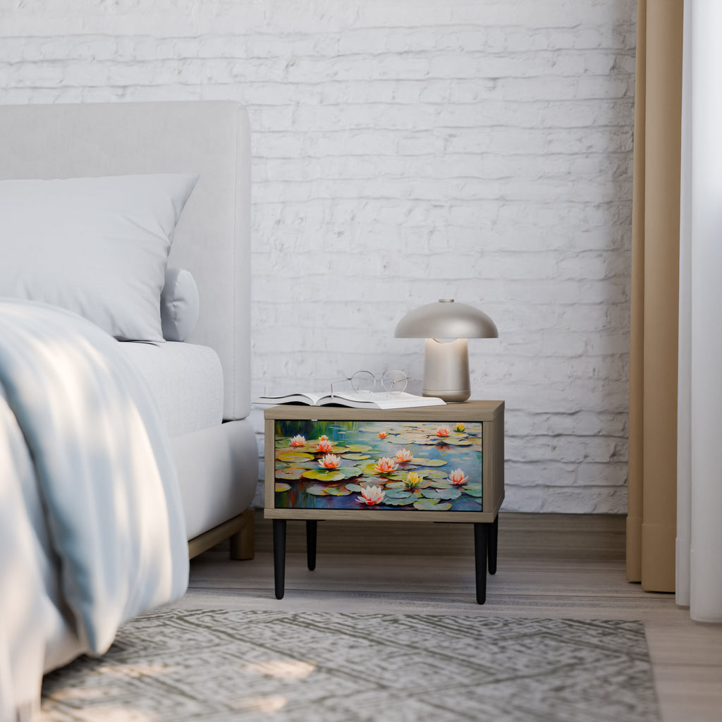 Mesita de noche BLOOMING WATERS efecto roble