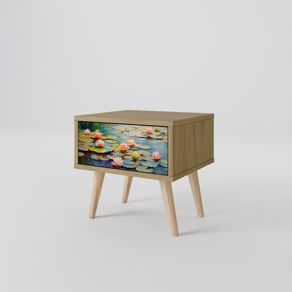 Mesita de noche BLOOMING WATERS efecto roble
