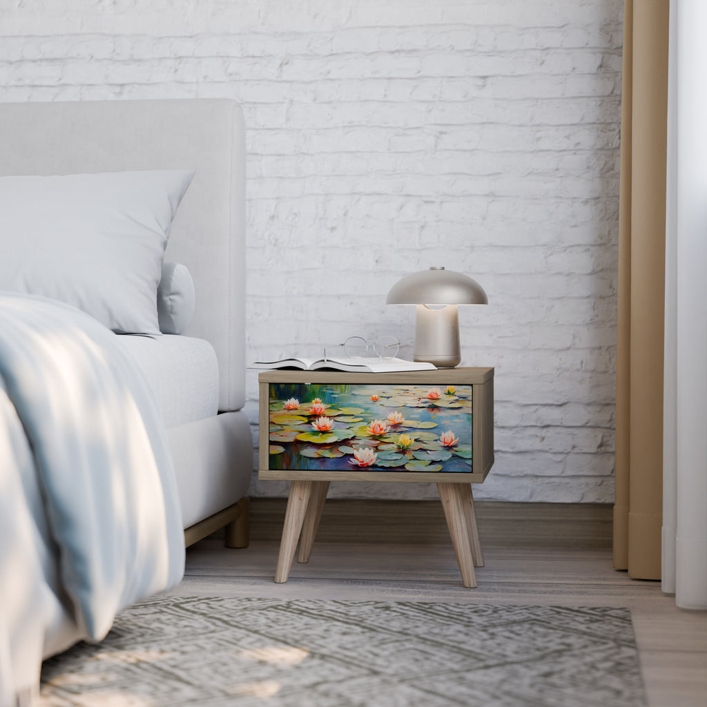 Mesita de noche BLOOMING WATERS efecto roble