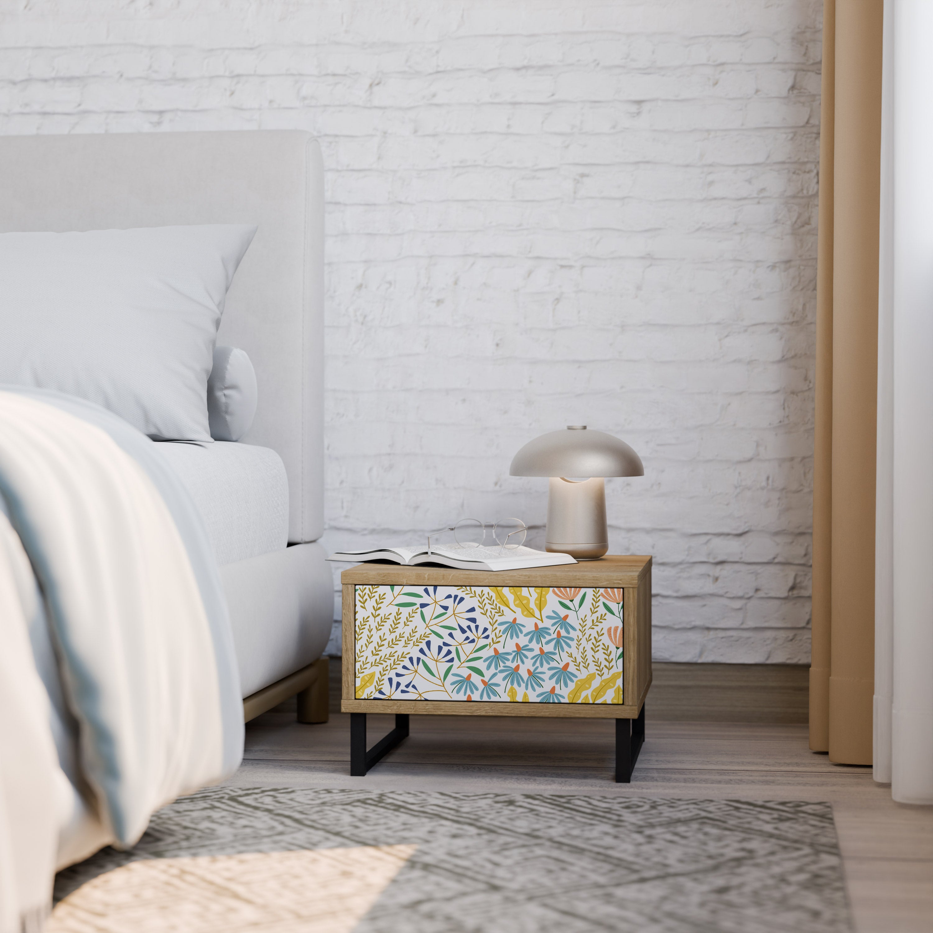 HELLO SPRING Nightstand in Oak Effect