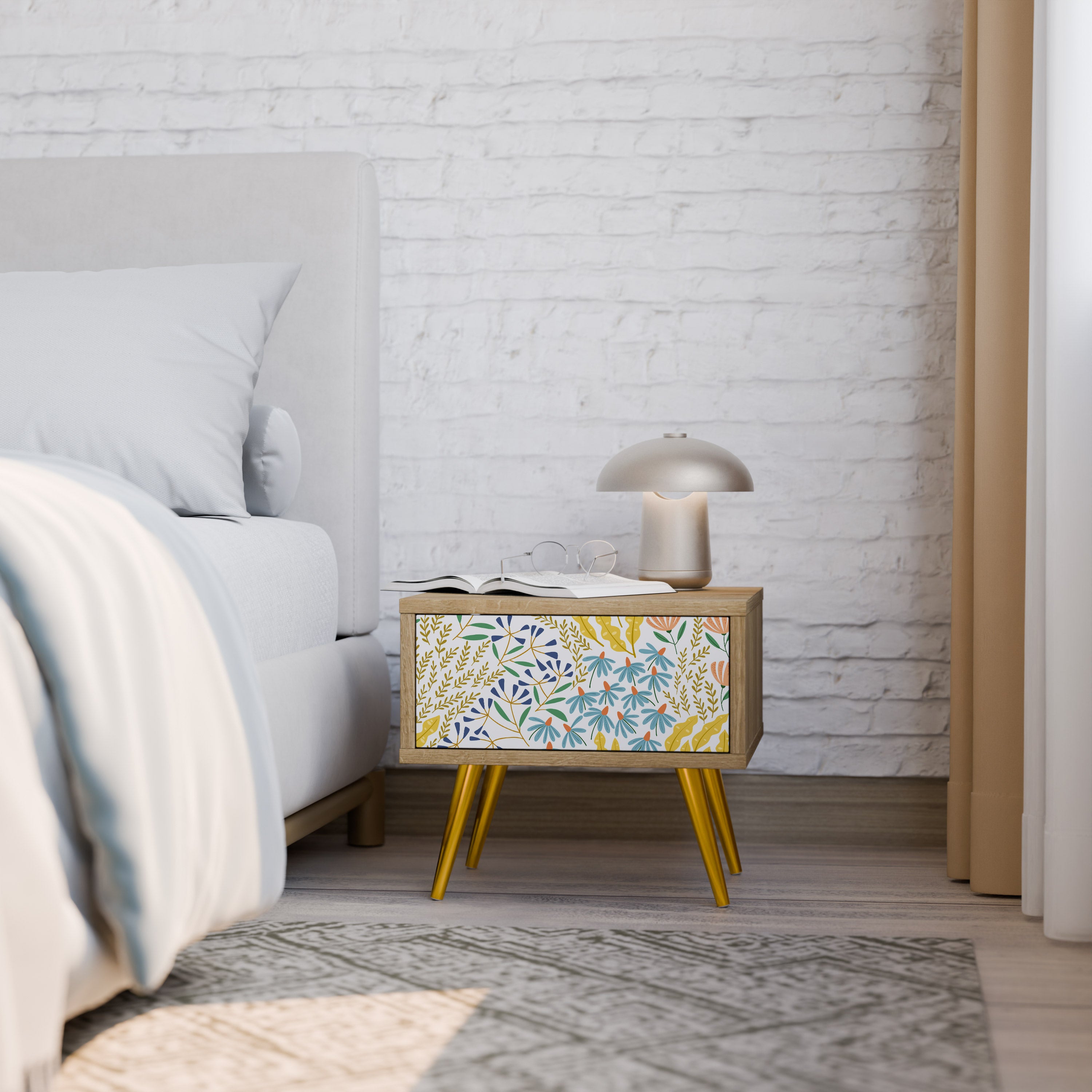 HELLO SPRING Nightstand in Oak Effect