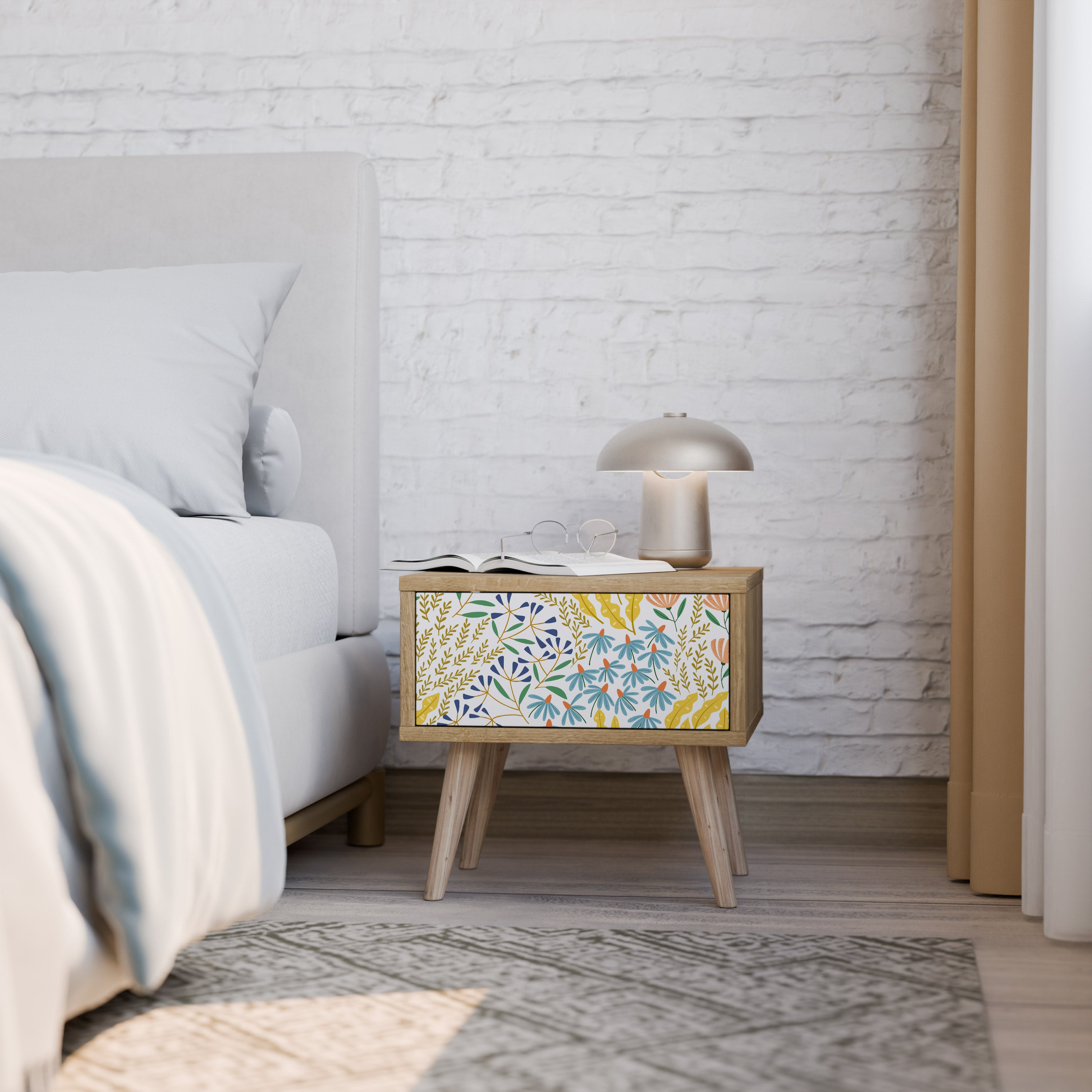 HELLO SPRING Nightstand in Oak Effect