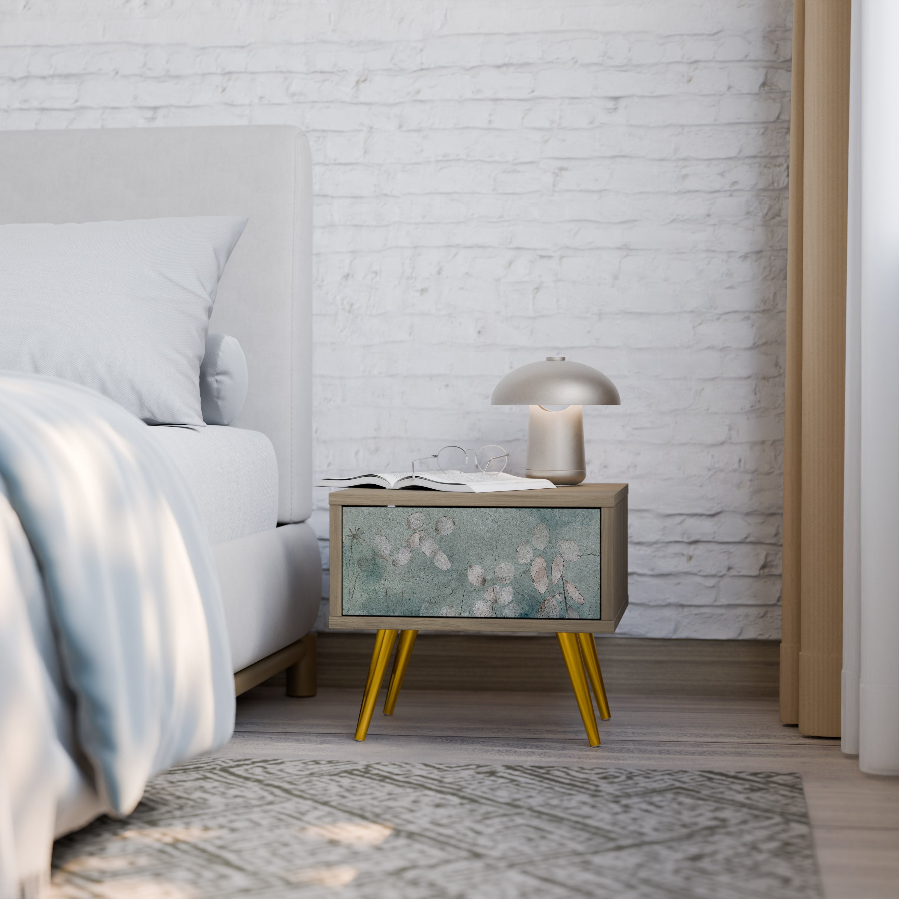 NIGHT LADY Nightstand in Oak Effect