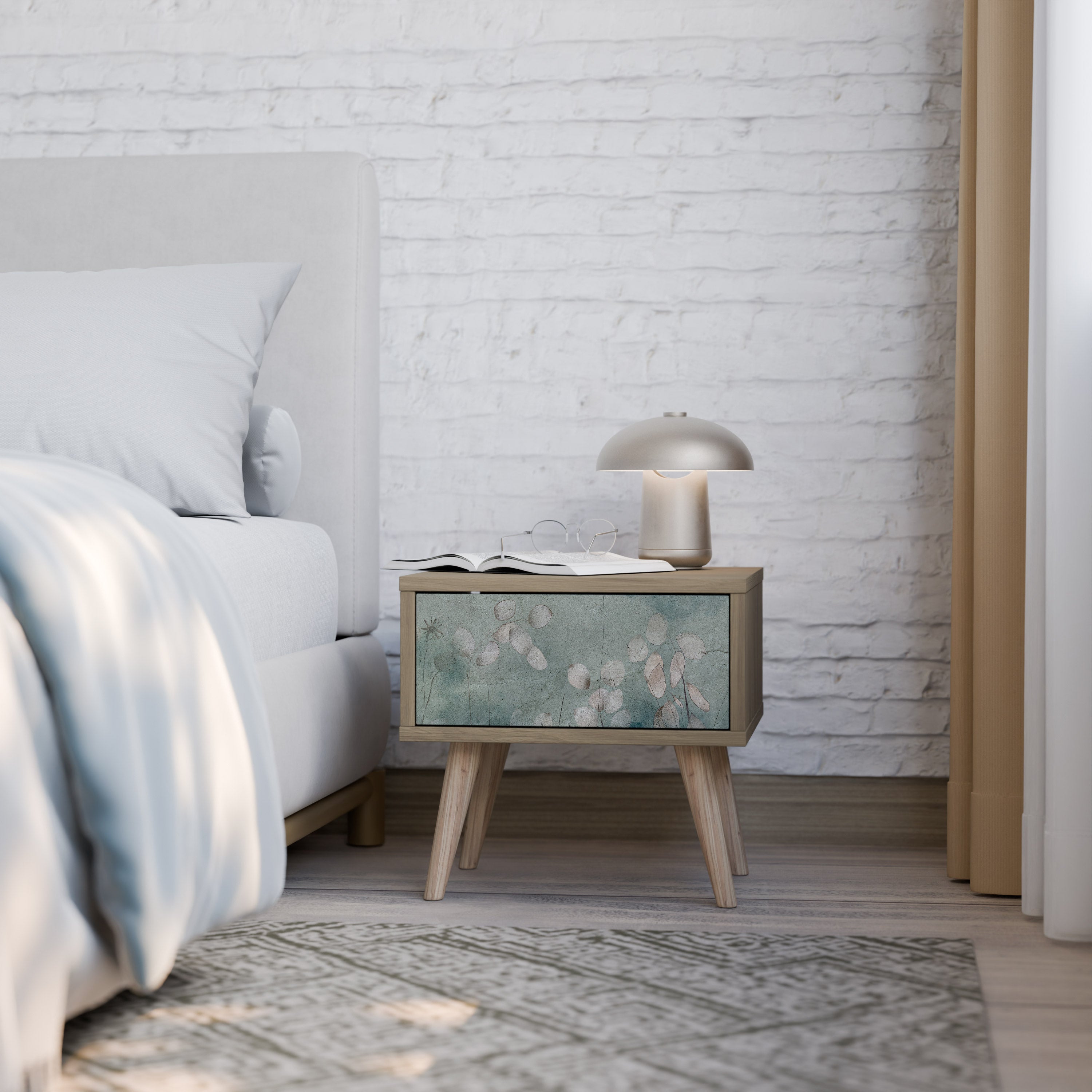 NIGHT LADY Nightstand in Oak Effect