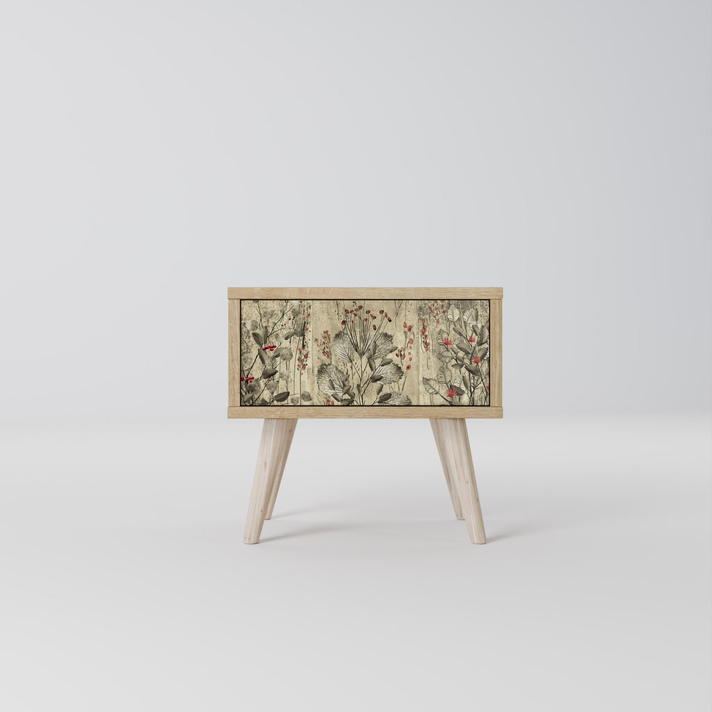 HERBAL GRACE Nightstand in Oak Effect
