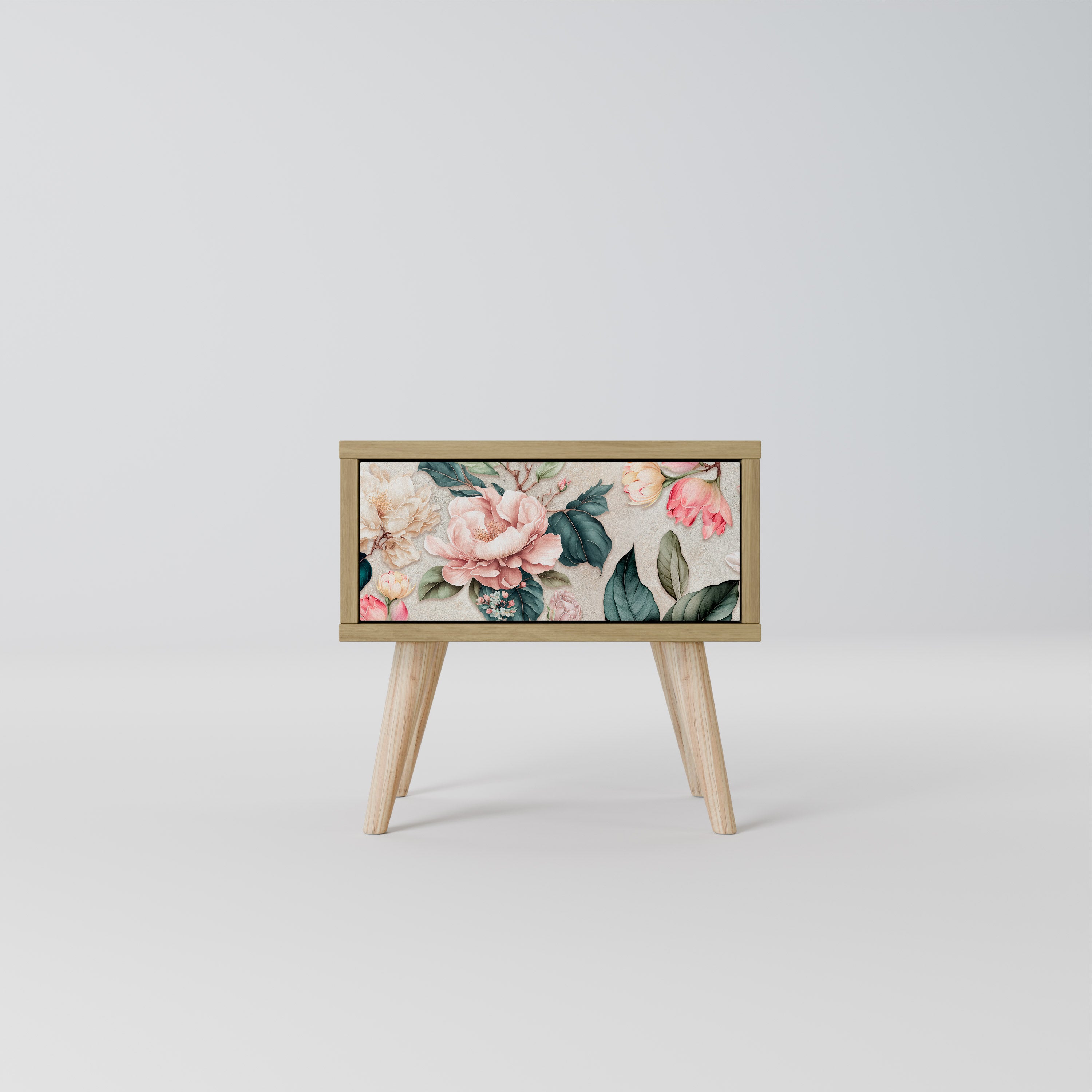 FLORAL GRACE Nightstand in Oak Effect