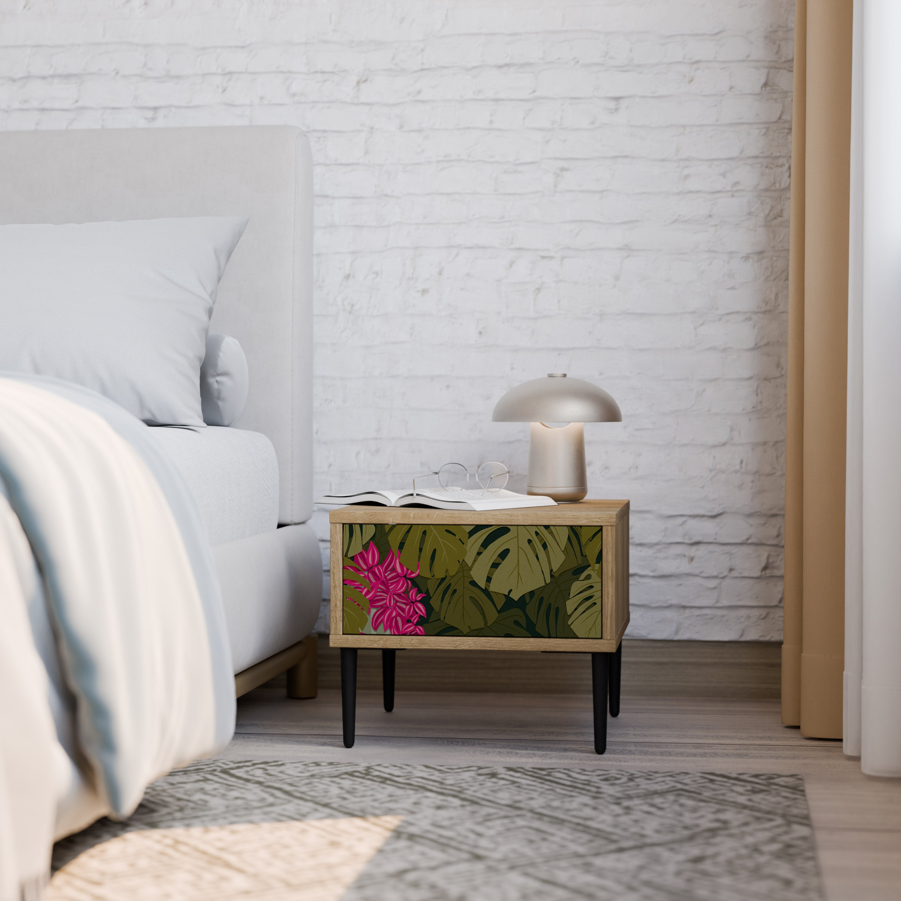 TROPICAL BEAUTY Nightstand in Oak Effect