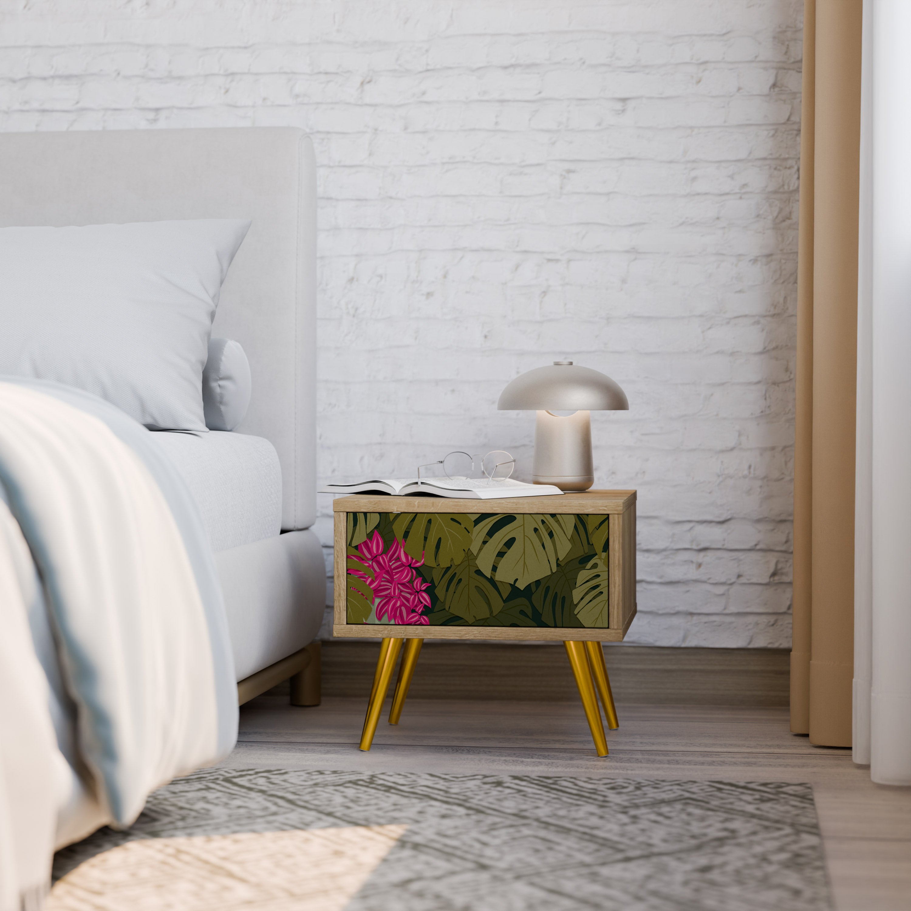 TROPICAL BEAUTY Nightstand in Oak Effect