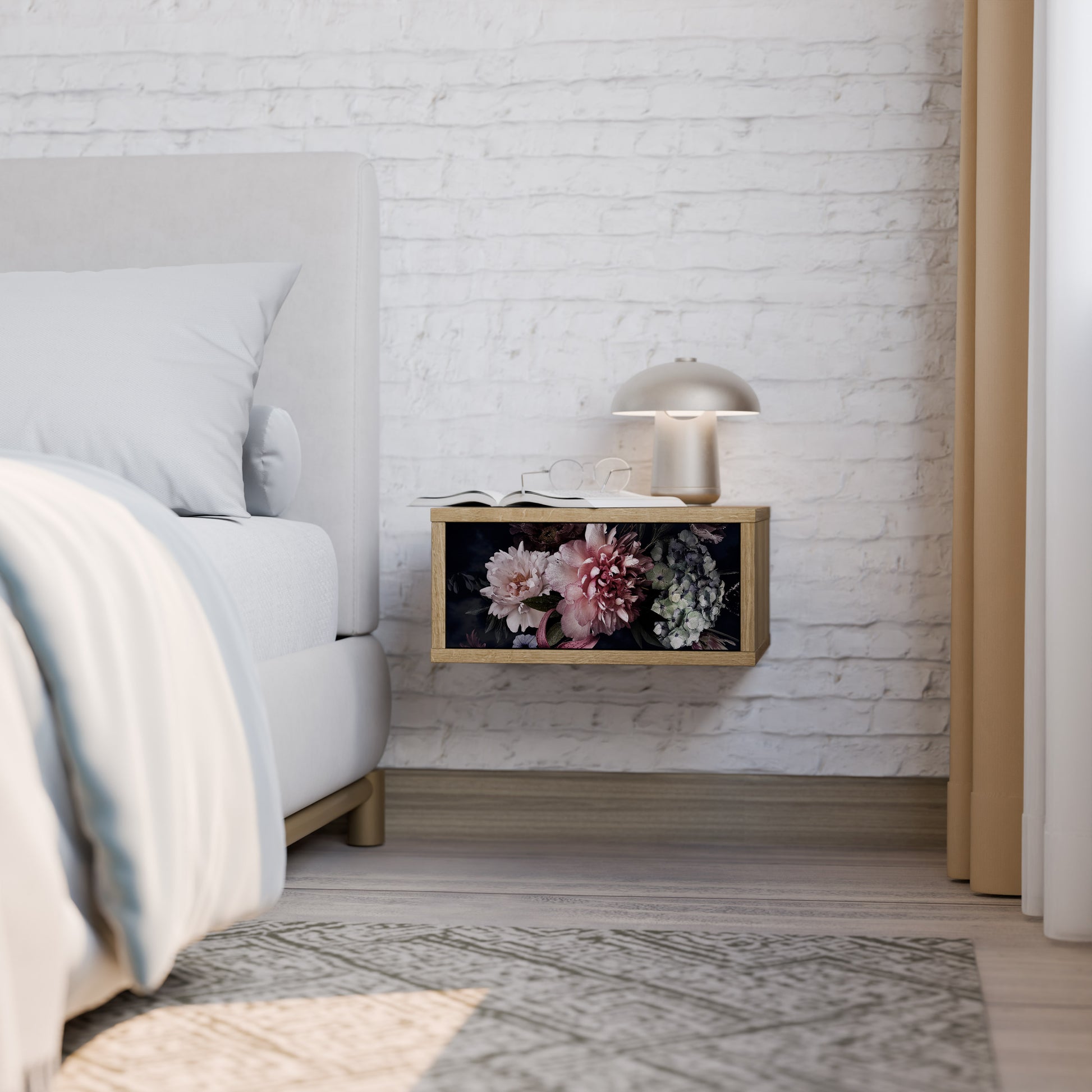 Mesita de noche PURE BLOSSOM efecto roble