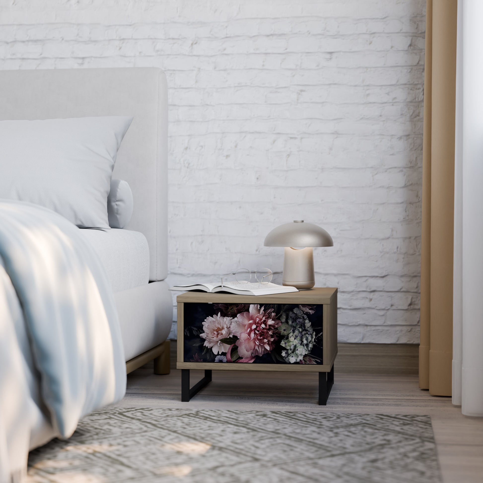 Mesita de noche PURE BLOSSOM efecto roble
