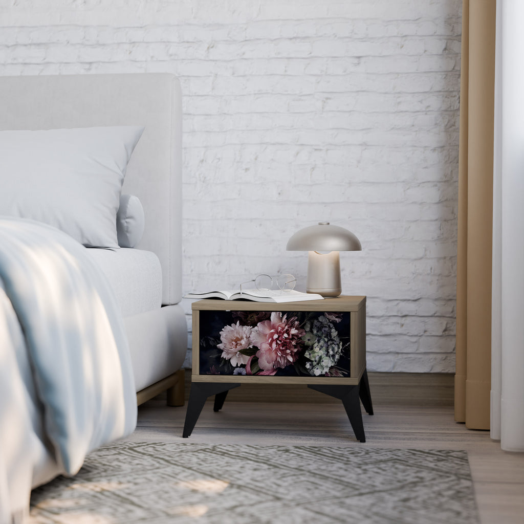 Mesita de noche PURE BLOSSOM efecto roble