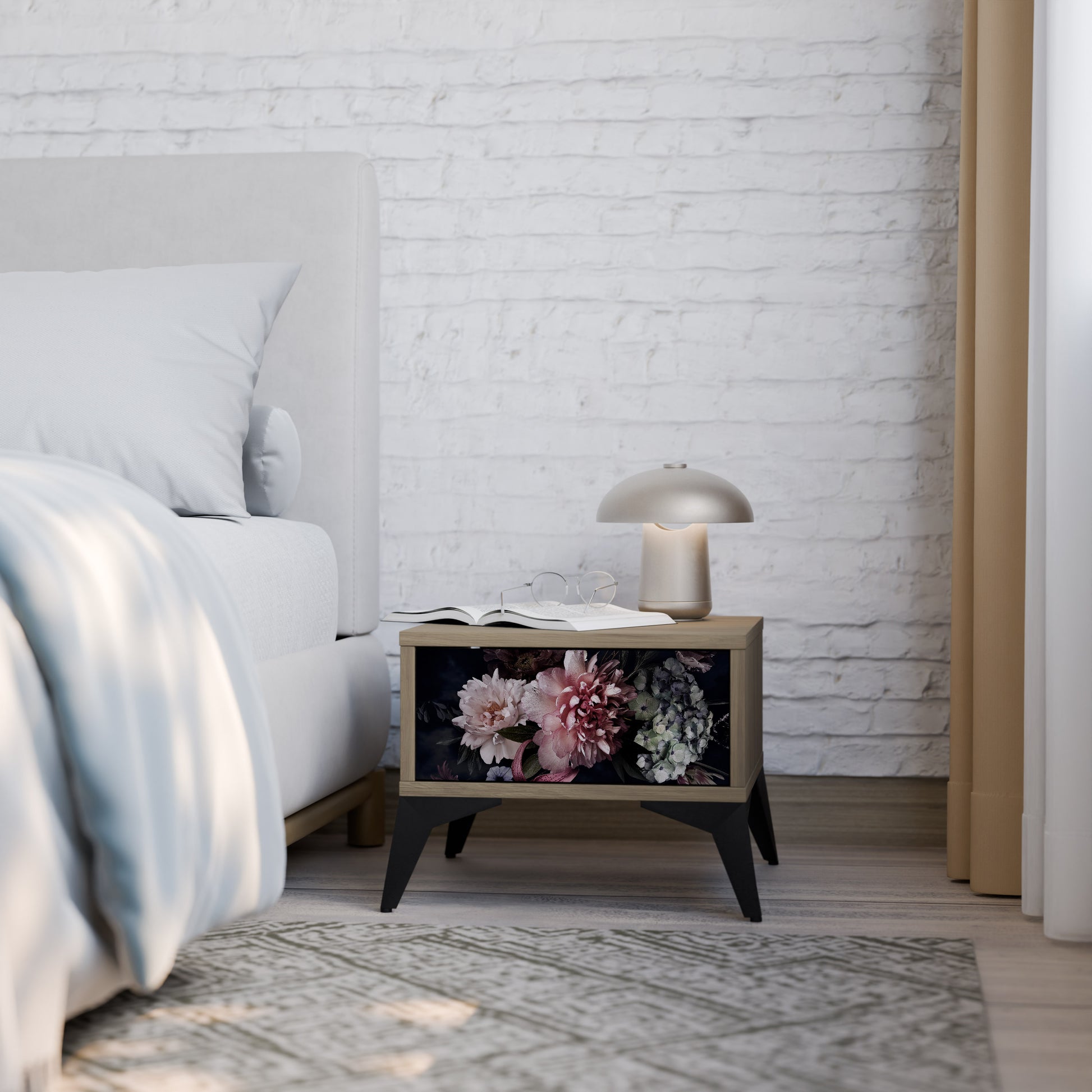 Mesita de noche PURE BLOSSOM efecto roble