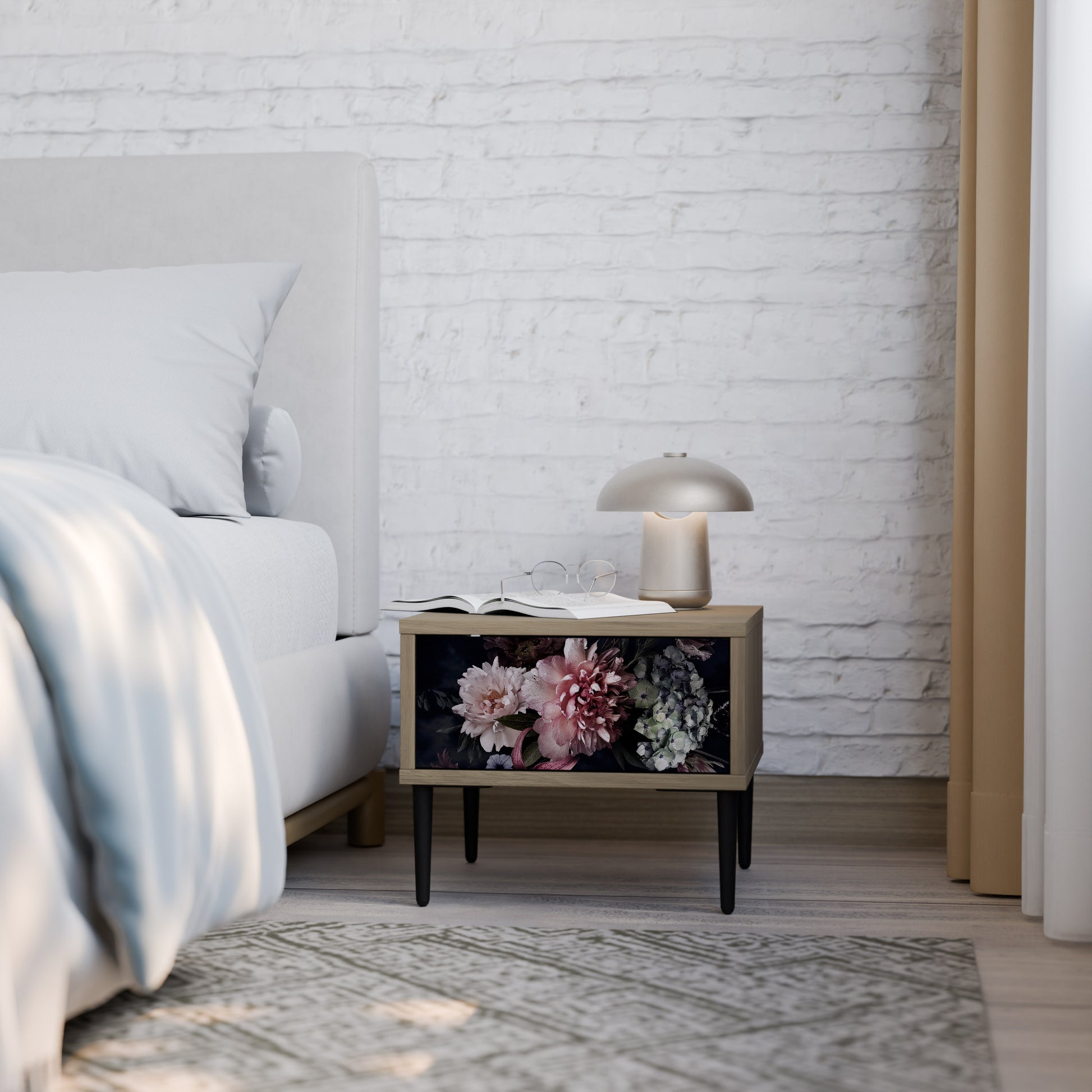 Mesita de noche PURE BLOSSOM efecto roble