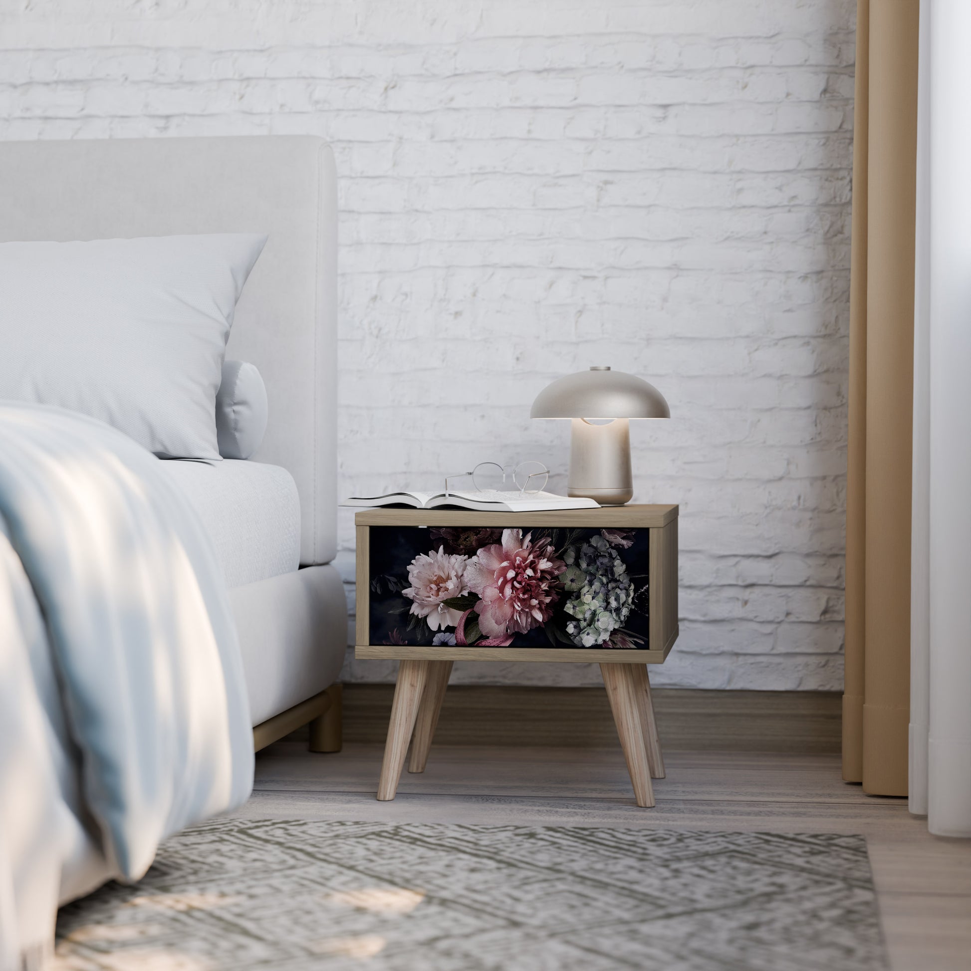 Mesita de noche PURE BLOSSOM efecto roble