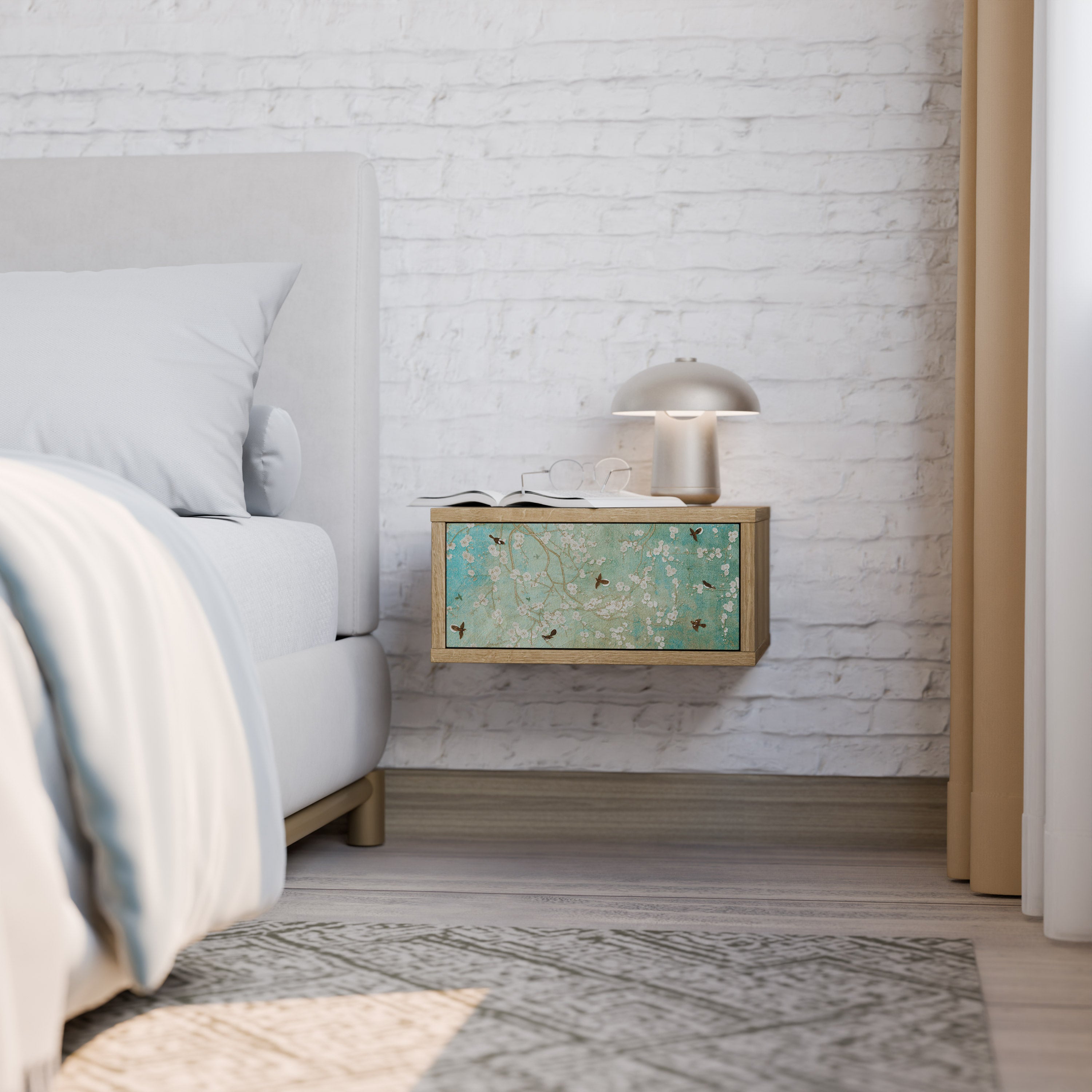 BLOOMING CHARM Nightstand in Oak Effect