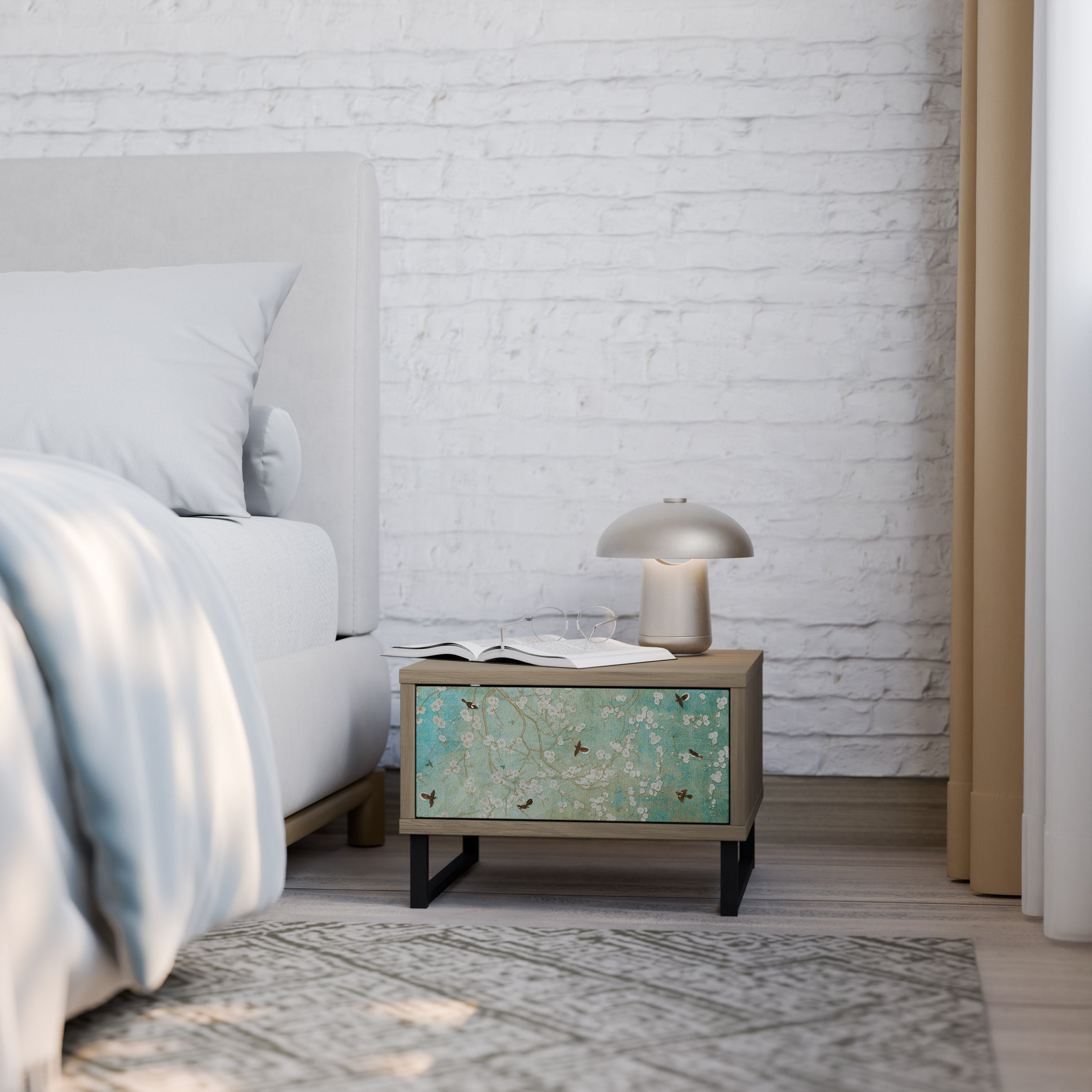 BLOOMING CHARM Nightstand in Oak Effect