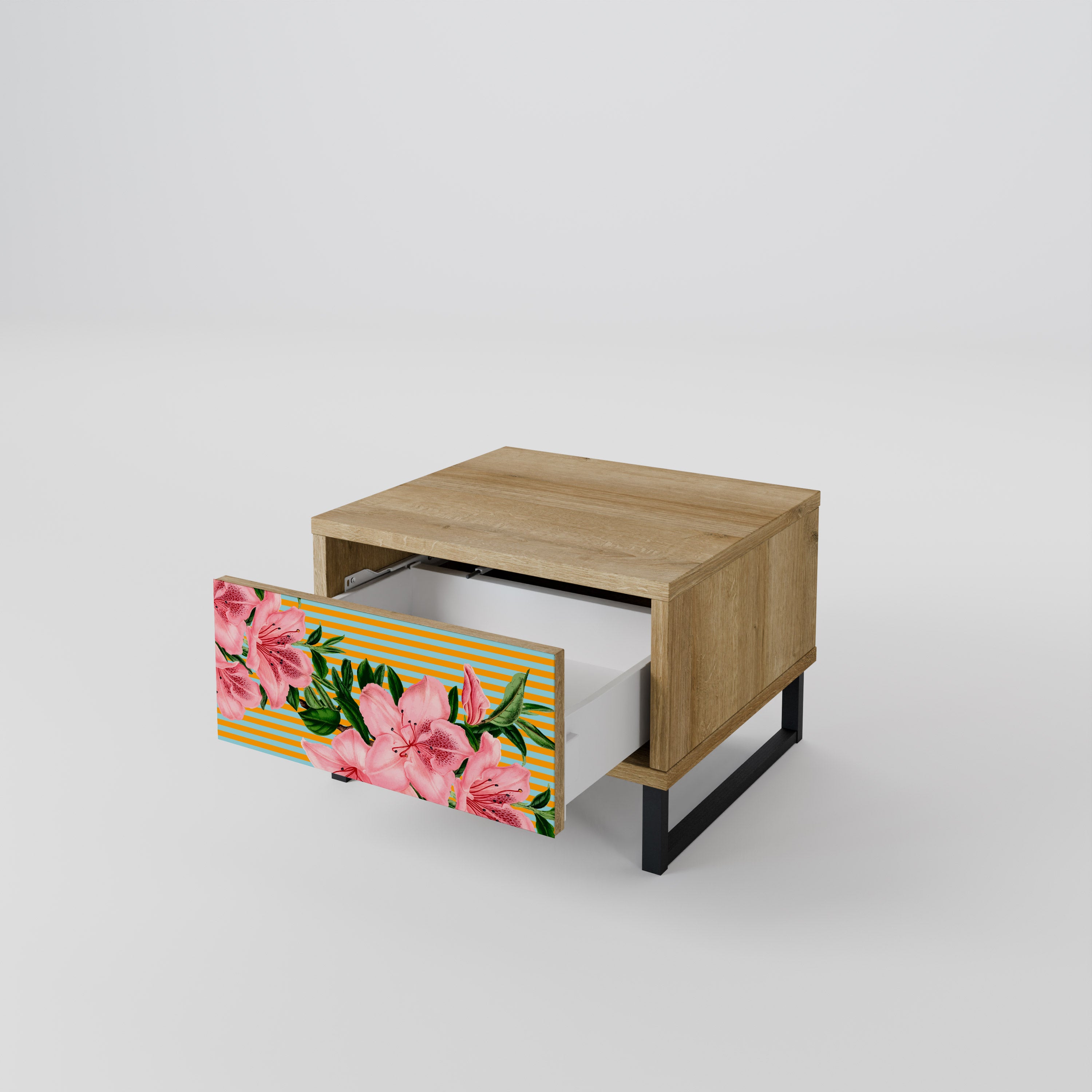 FRAGILE BEAUTY Nightstand in Oak Effect