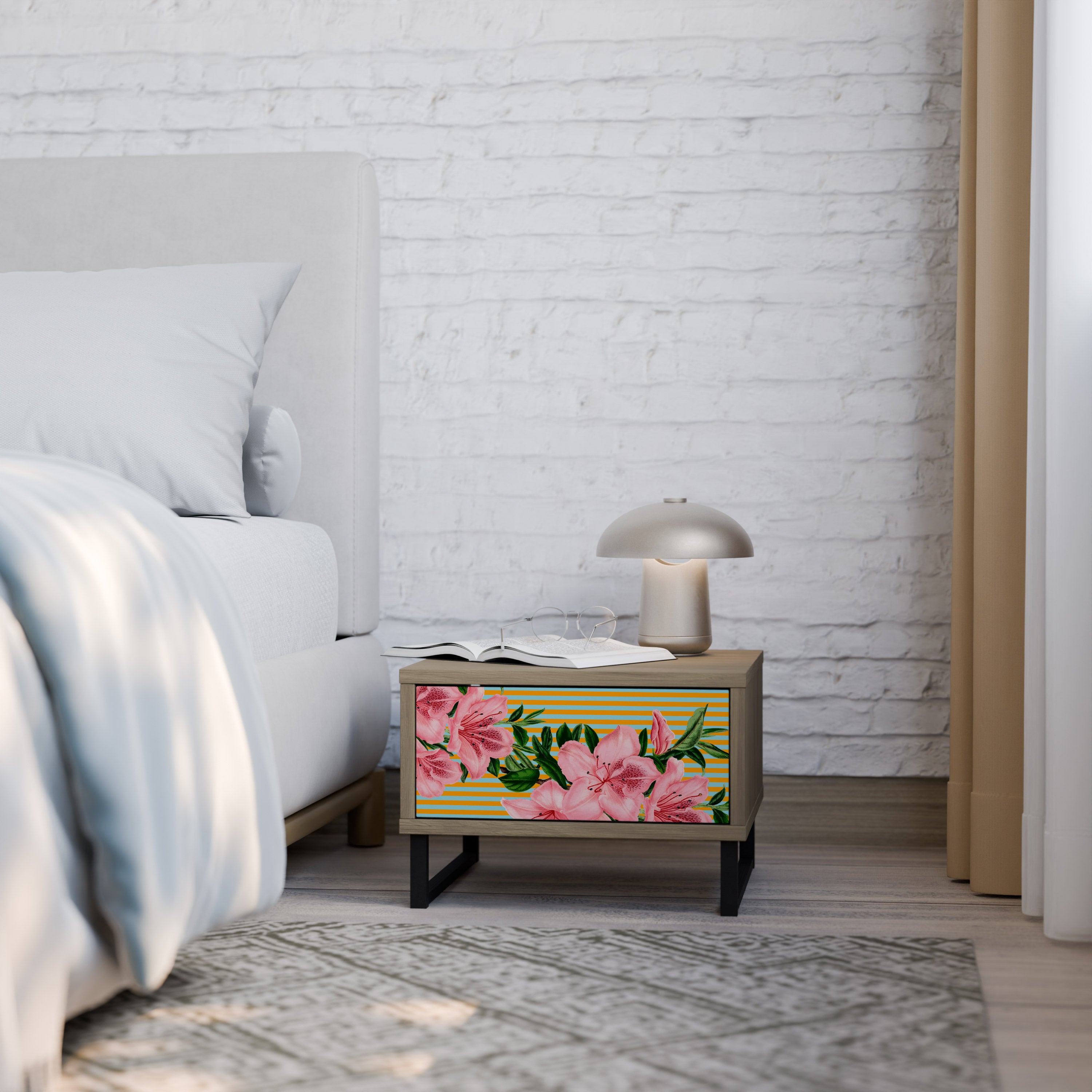 FRAGILE BEAUTY Nightstand in Oak Effect