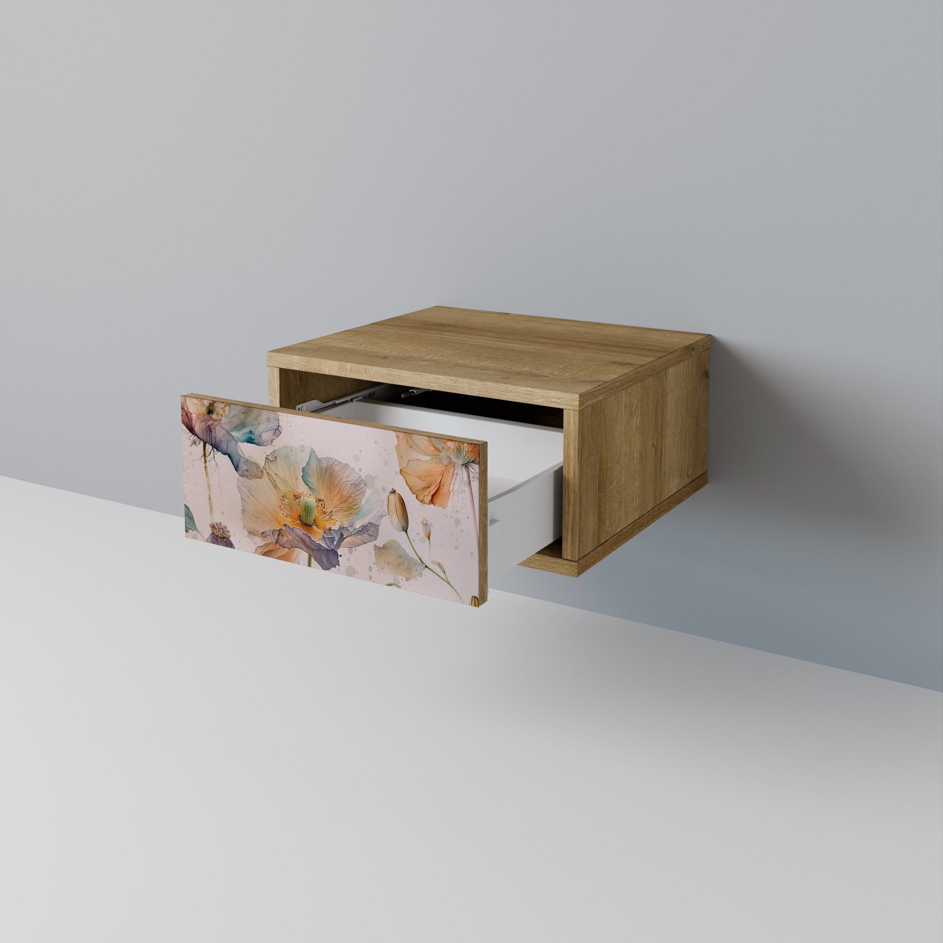SOFTEN POPPY Nightstand in Oak Effect