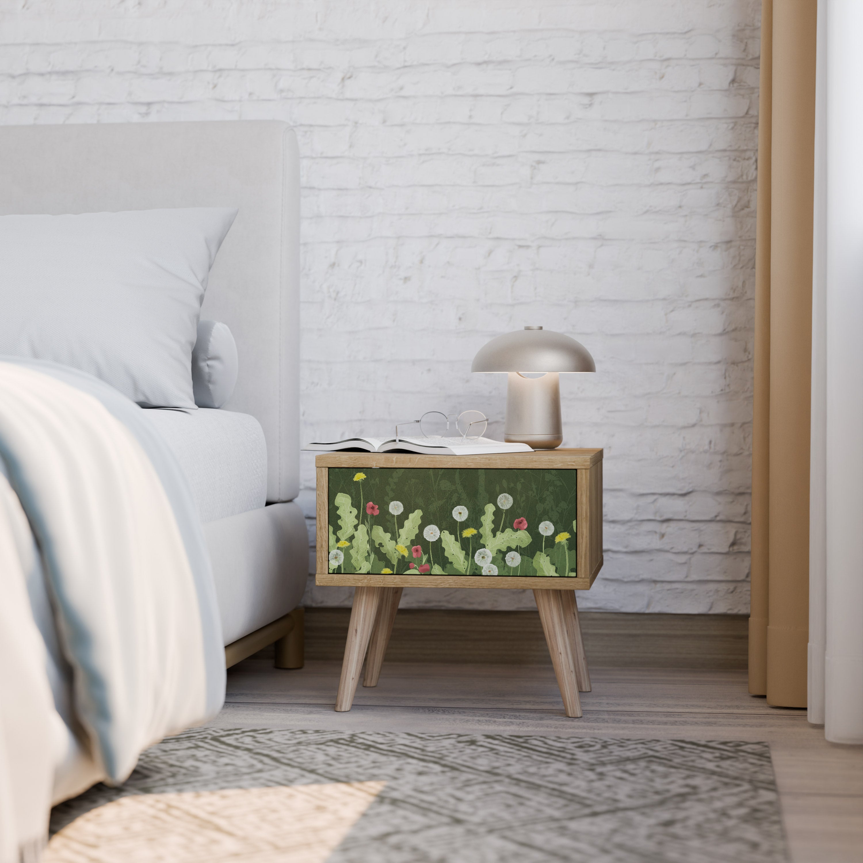 DANDELION AMUSE Nightstand in Oak Effect