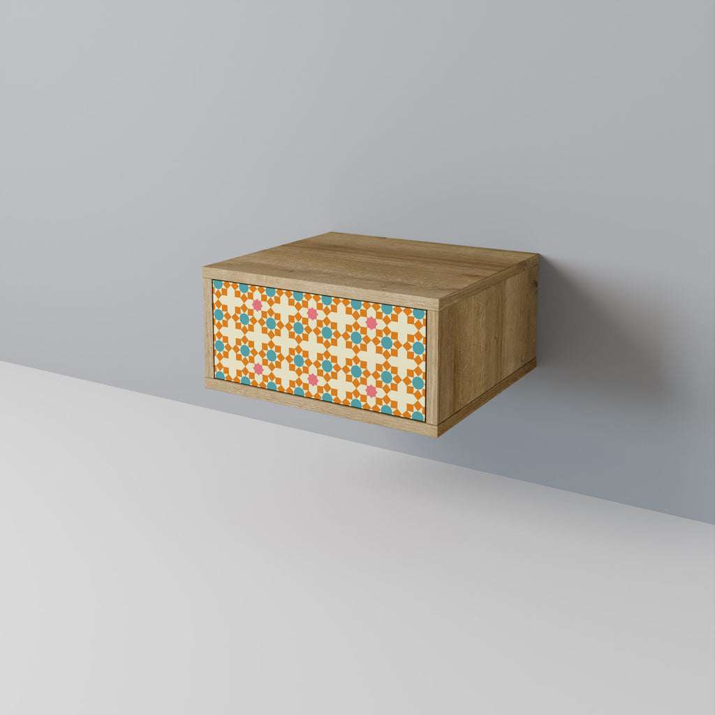 FLORAL DECOR Nightstand in Oak Effect