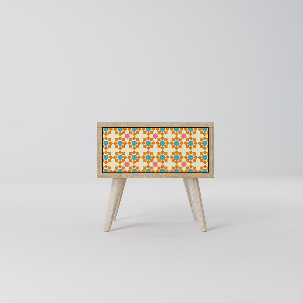FLORAL DECOR Nightstand in Oak Effect