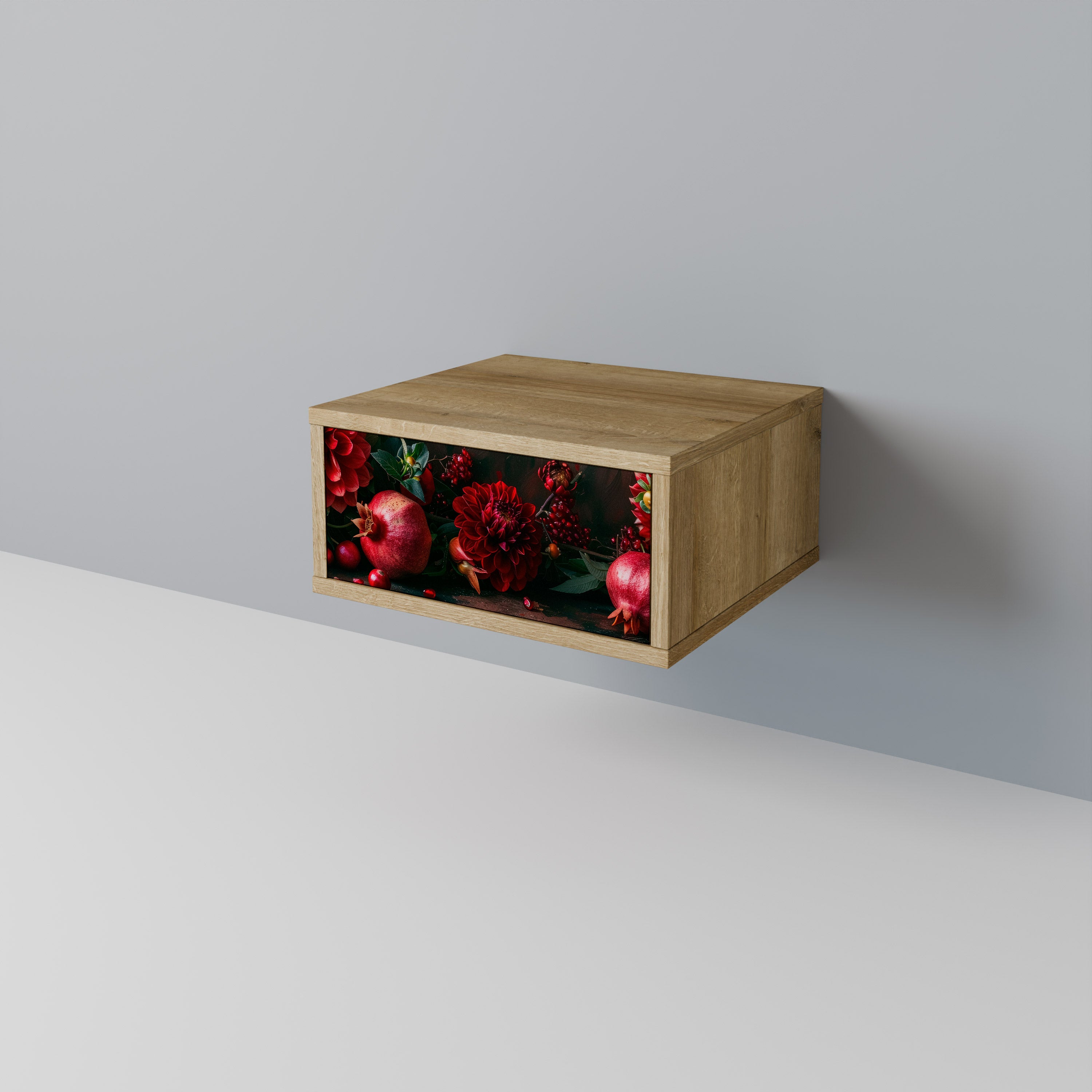 DAHLIAS AND POMEGRANATES Nightstand in Oak Effect
