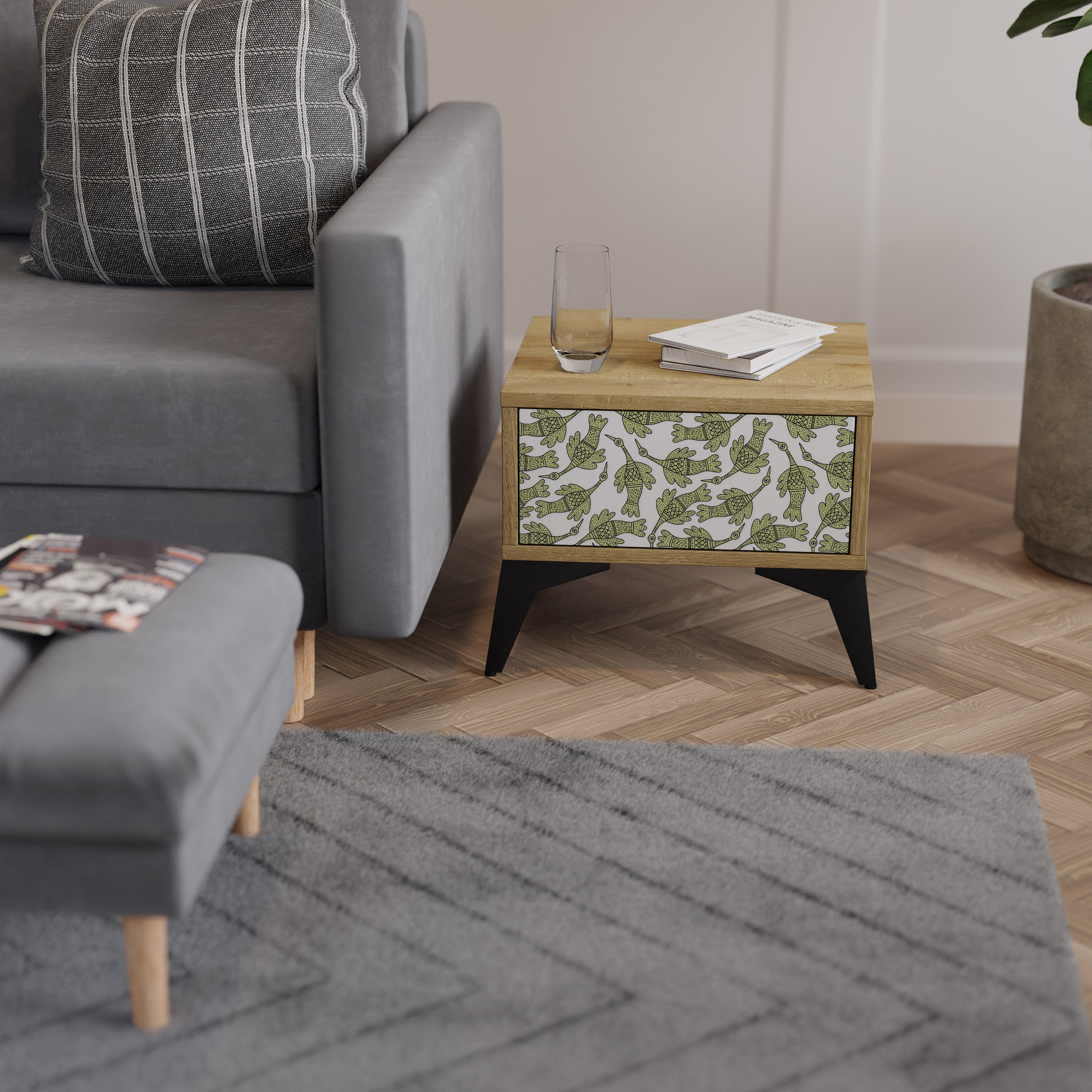 SEEDLING SONGBIRD Nightstand in Oak Effect