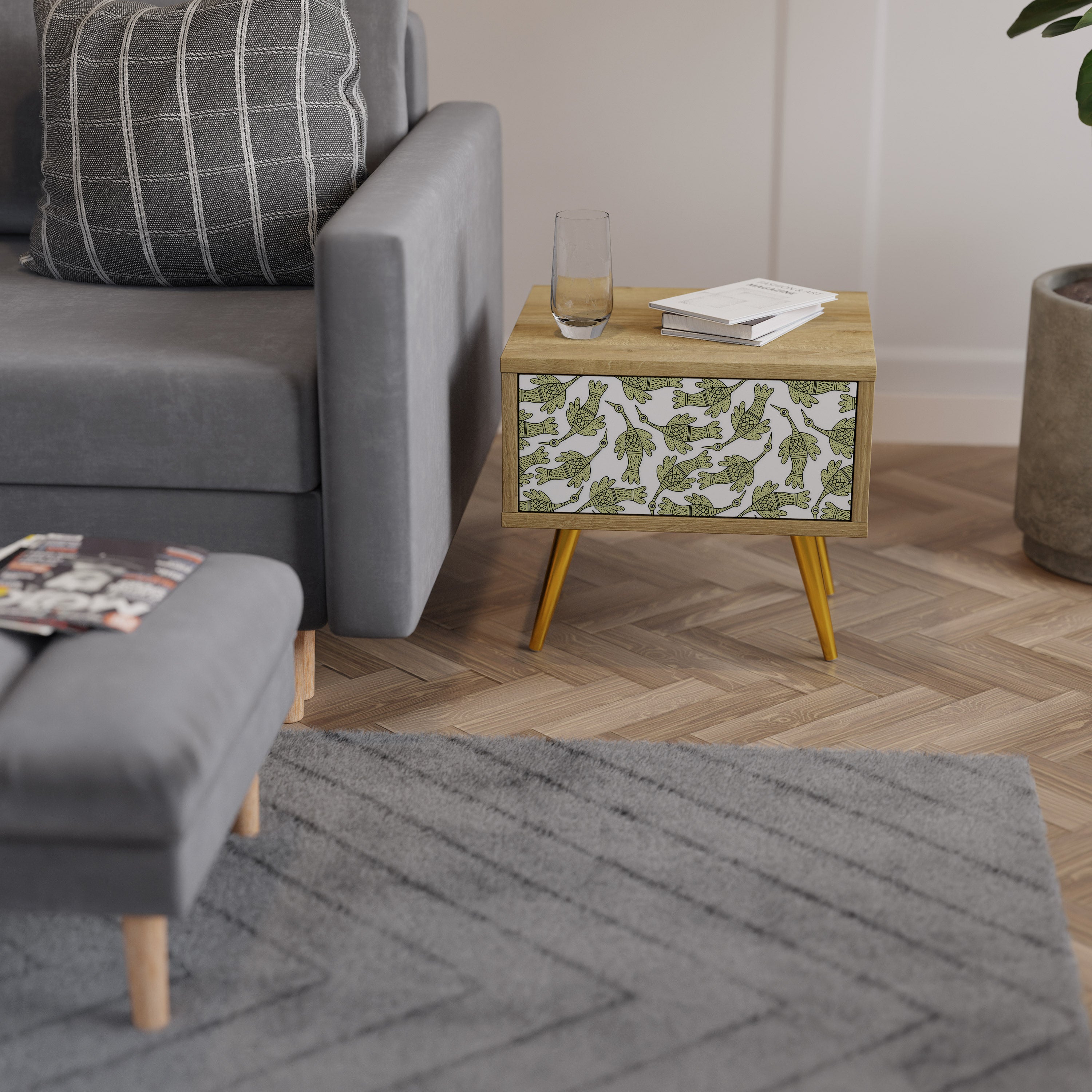 SEEDLING SONGBIRD Nightstand in Oak Effect